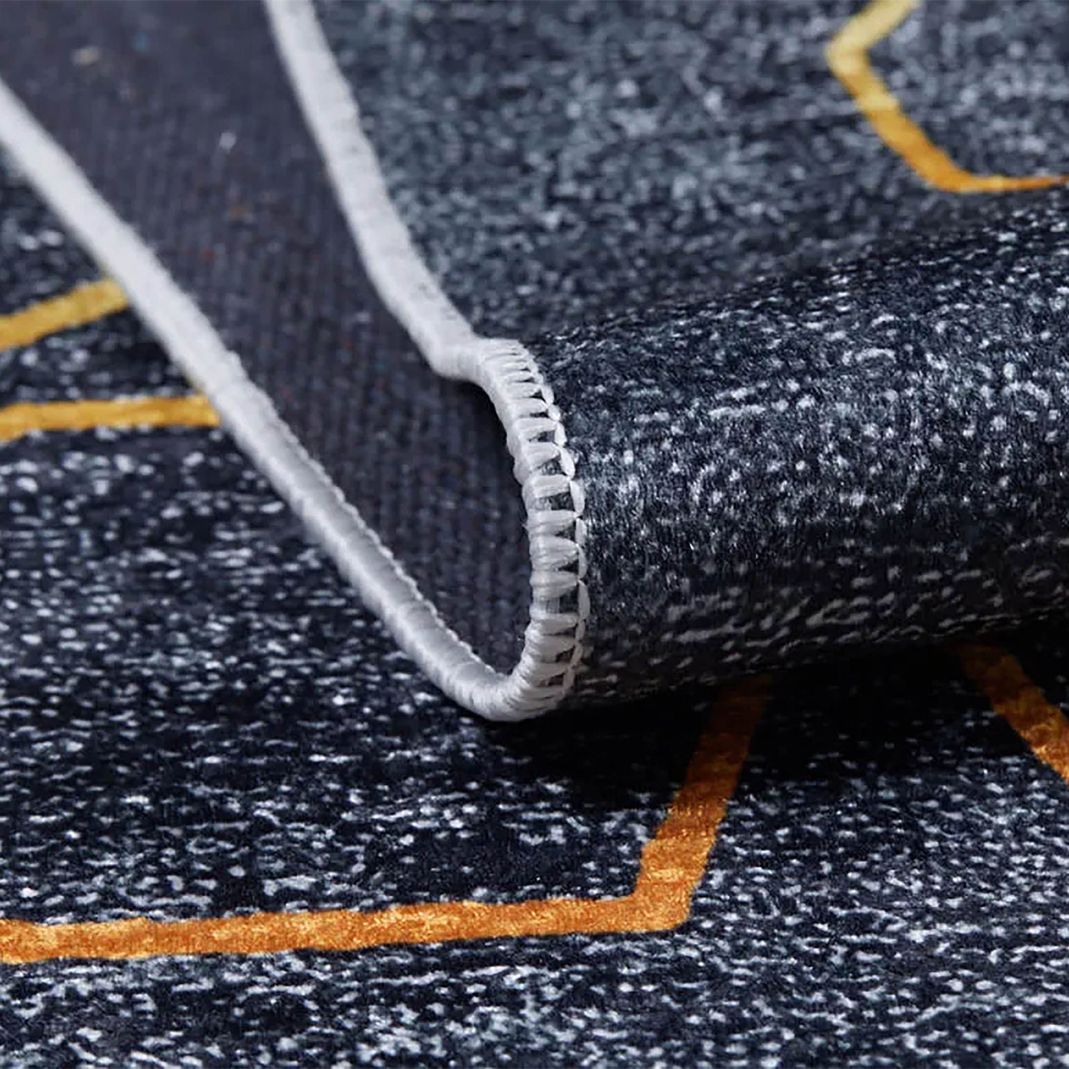 Livia Geometric Artistic Decor Contemporary Black Gold Area Rug