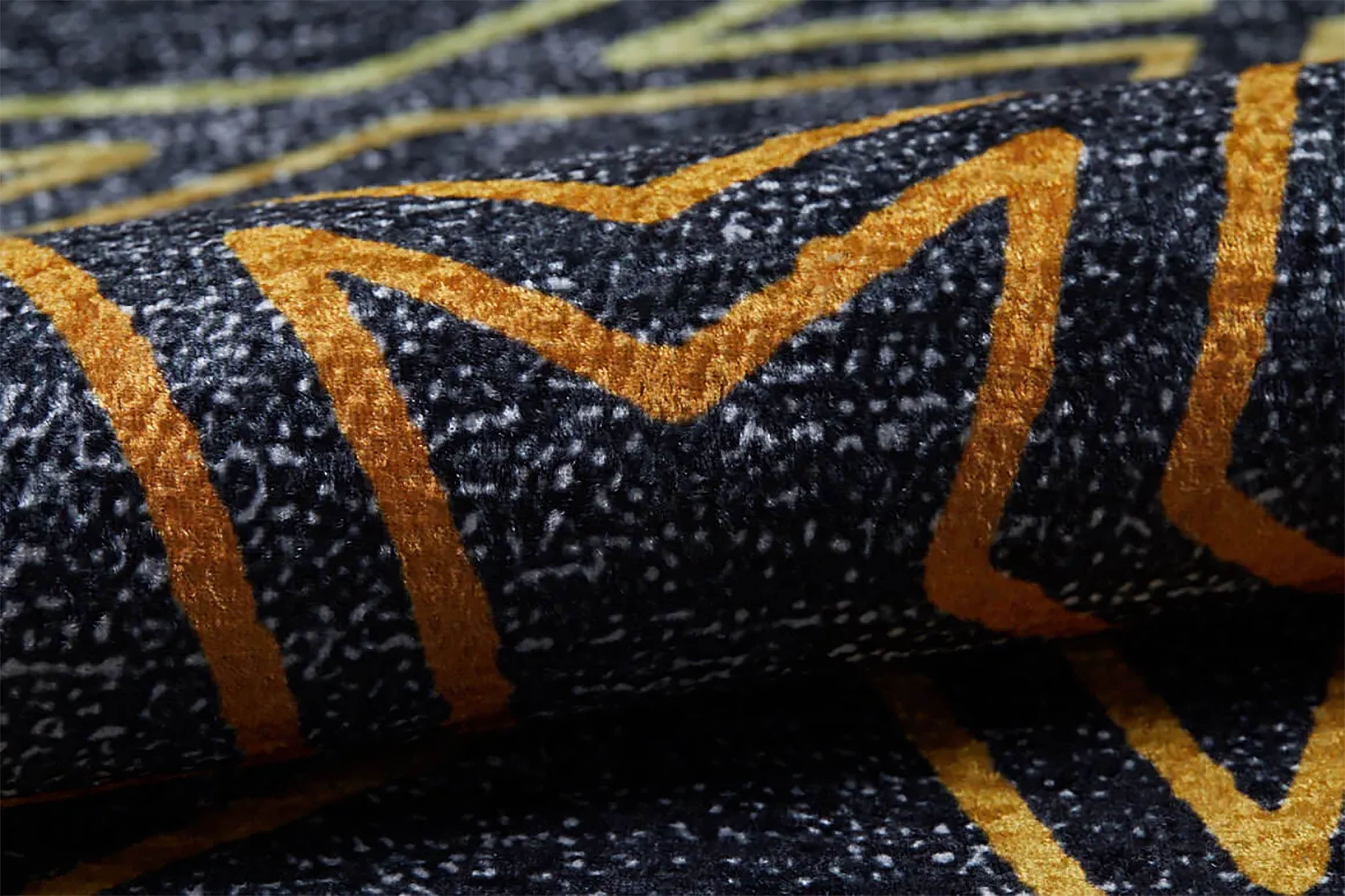 Livia Geometric Artistic Decor Contemporary Black Gold Area Rug