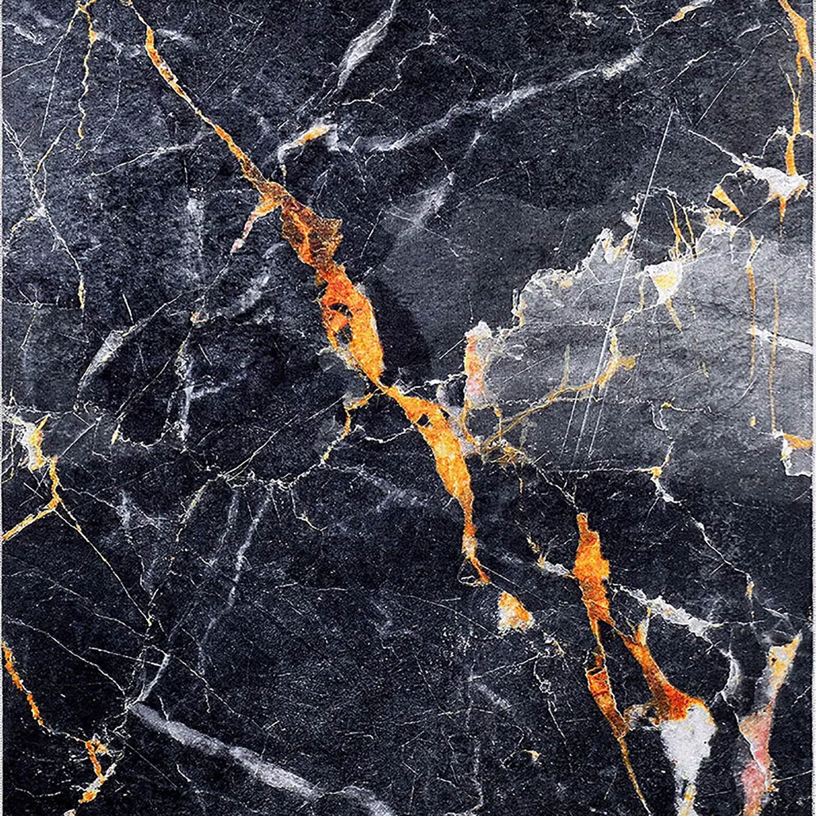 Karter Black Gold Marble Style Modern Rug
