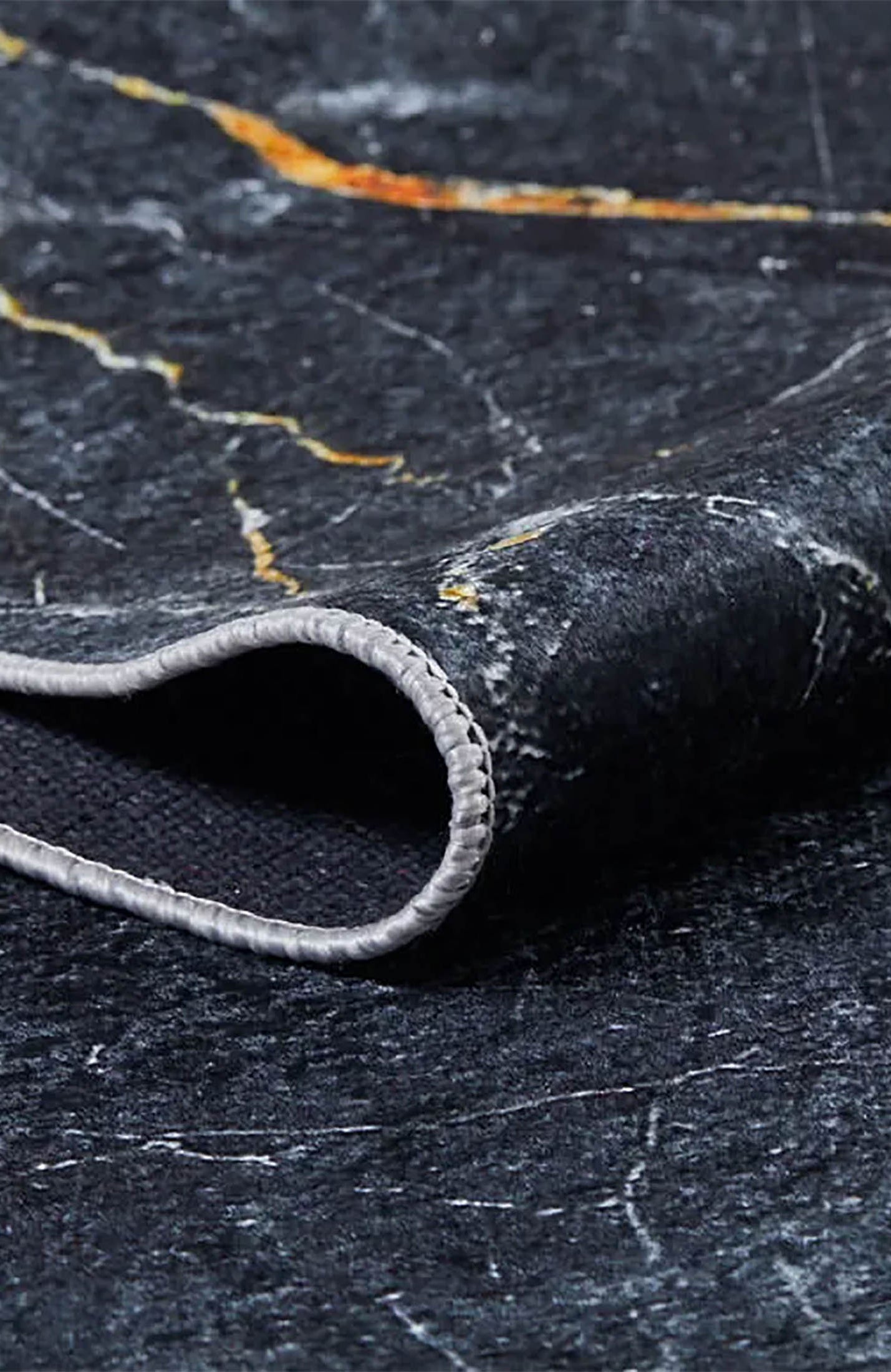 Karter Black Gold Marble Style Modern Rug