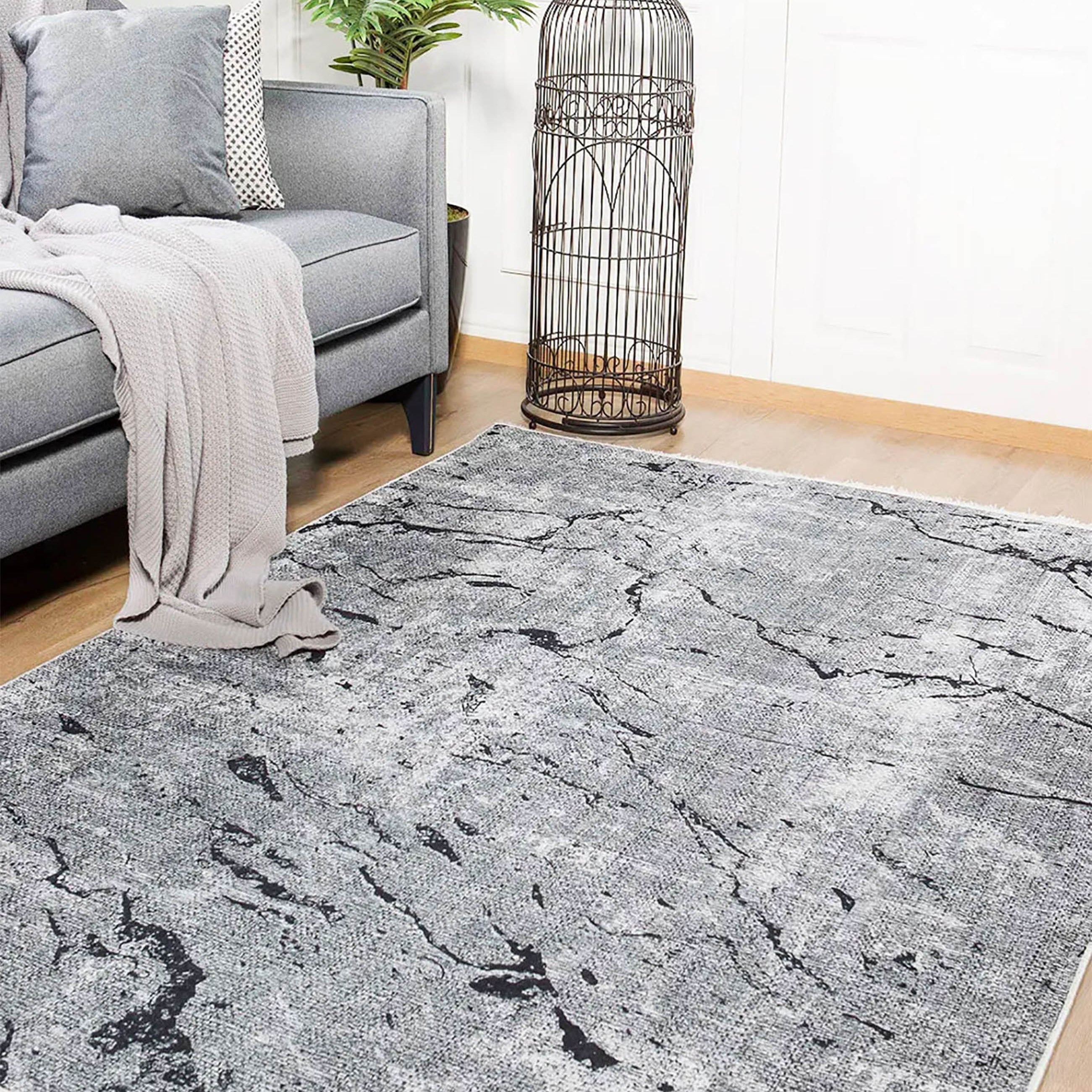 Liberty Marble Style Gray Art Deco Luxury Rug