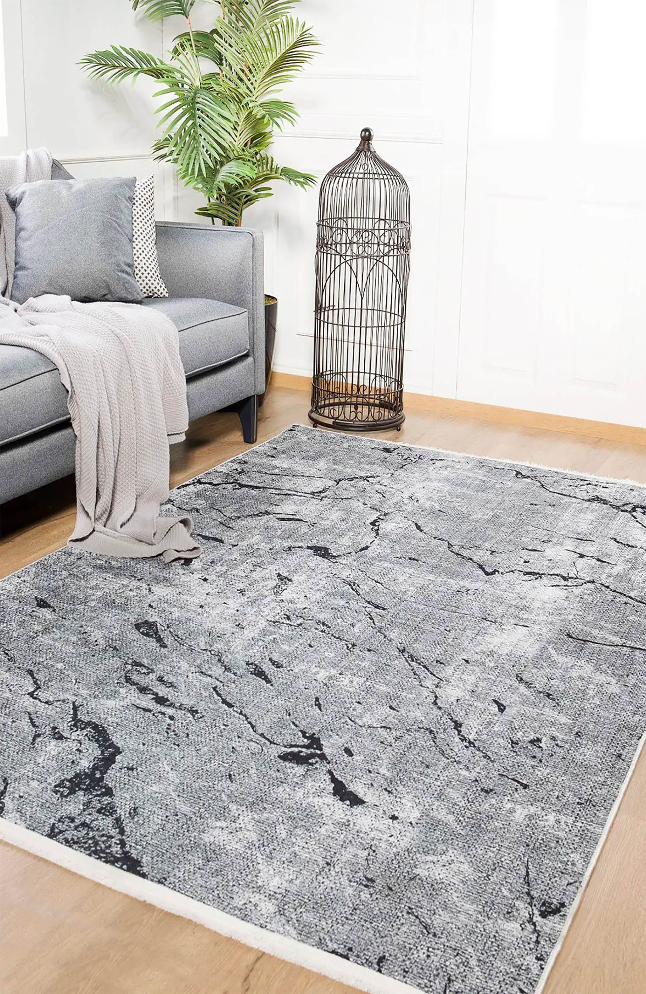 Liberty Marble Style Gray Art Deco Luxury Rug