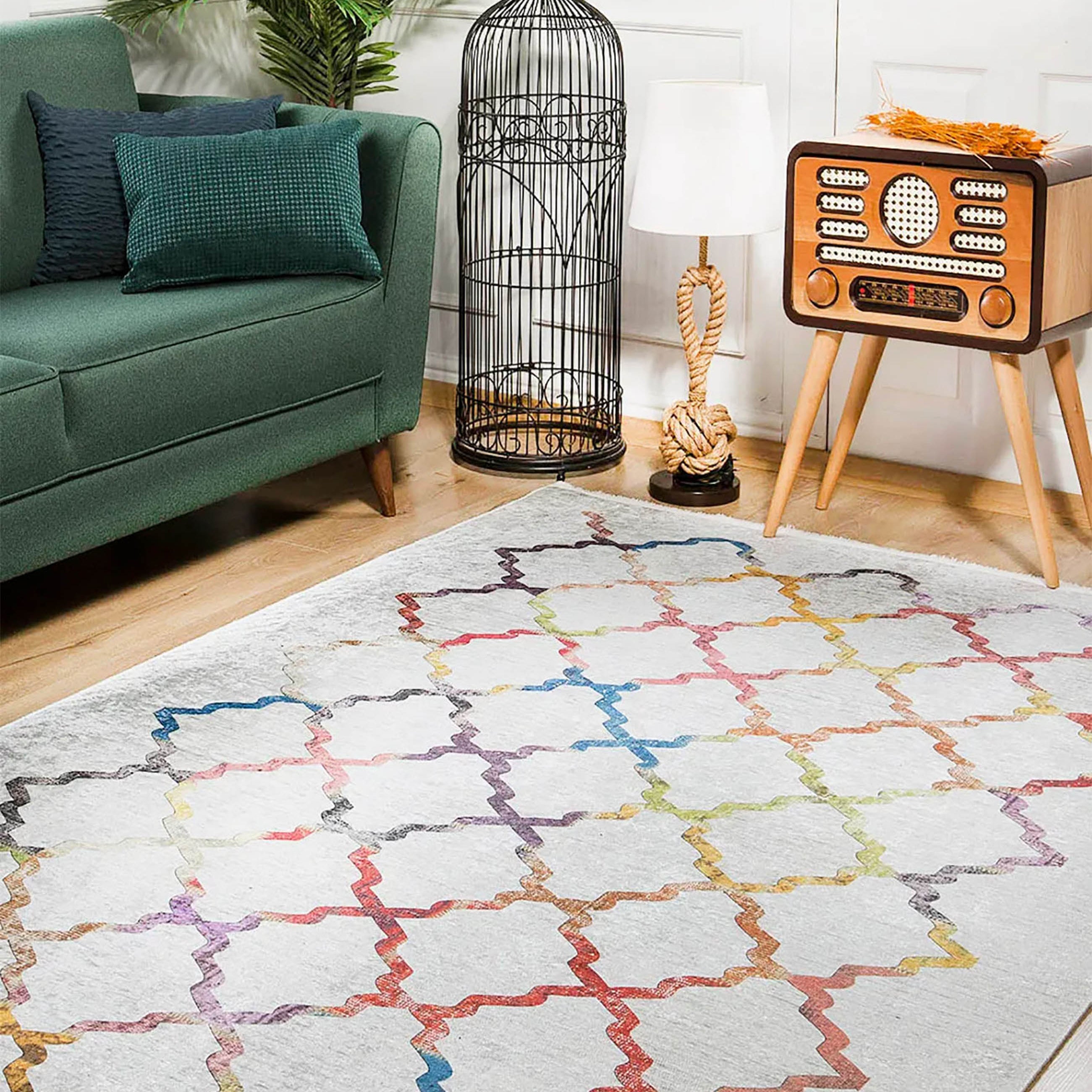 Keyla Geometric Home Decor Rainbow Colors Rug