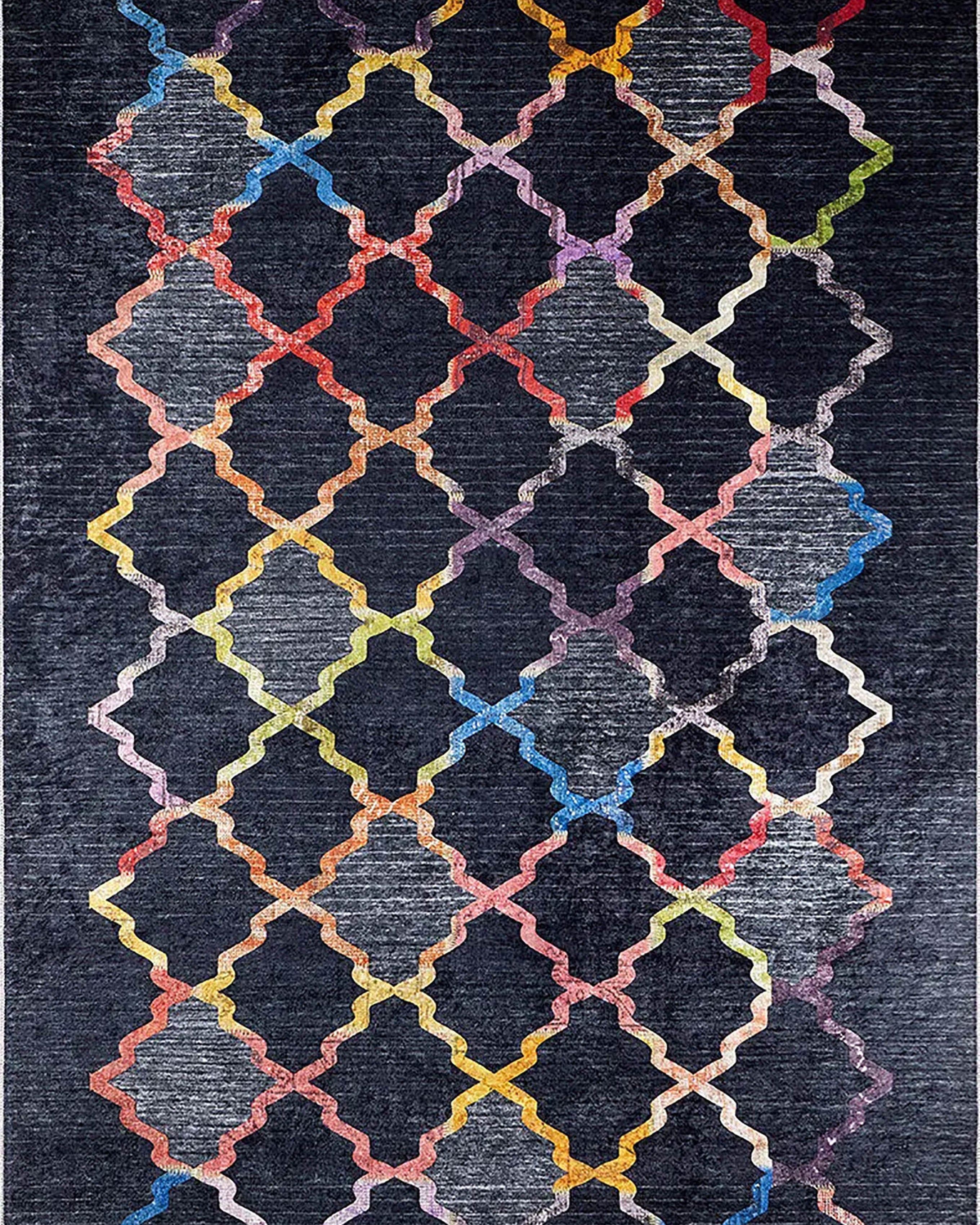 Marianna Black Colorful Home Decor Geometric Luxury Rug