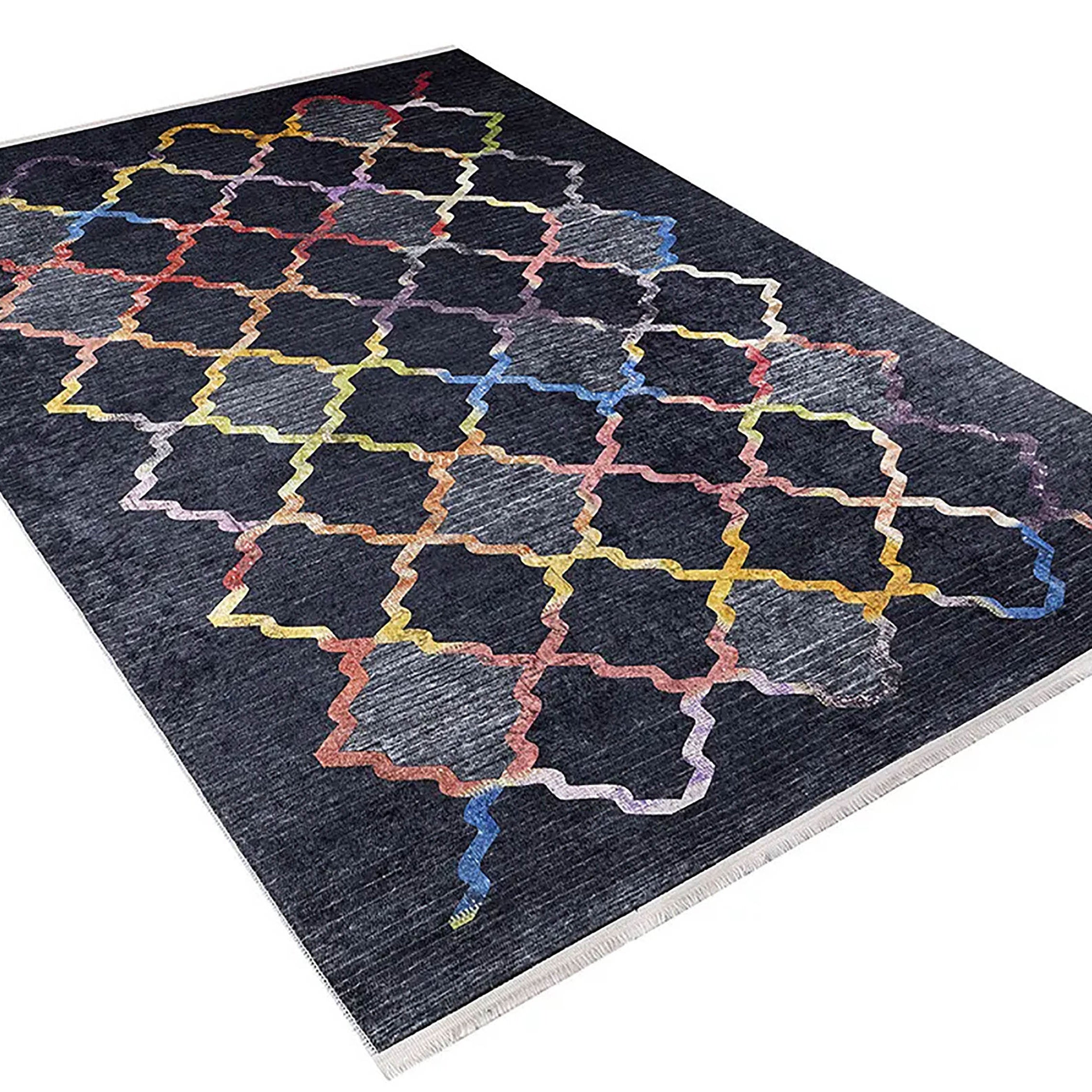Marianna Black Colorful Home Decor Geometric Luxury Rug