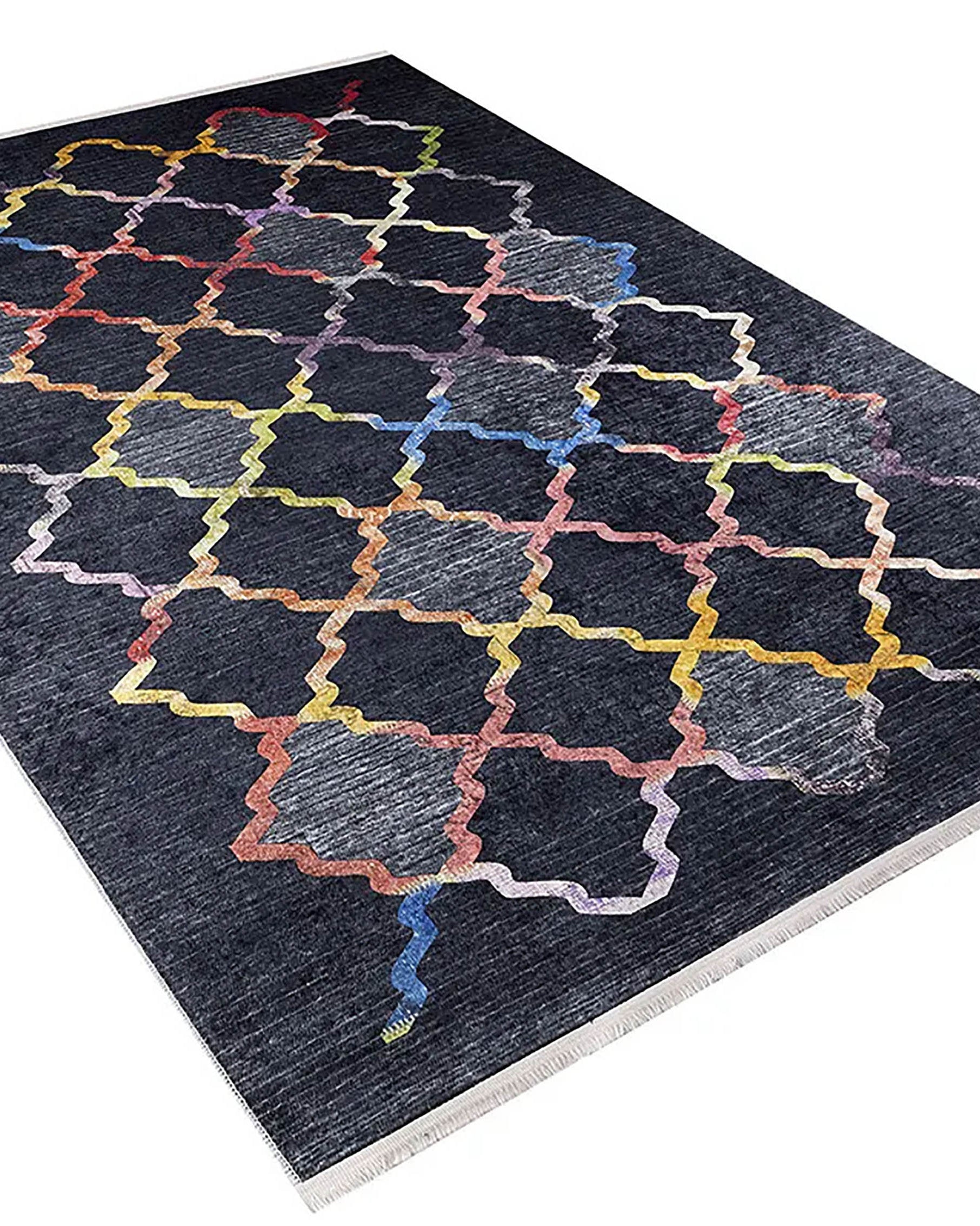 Marianna Black Colorful Home Decor Geometric Luxury Rug