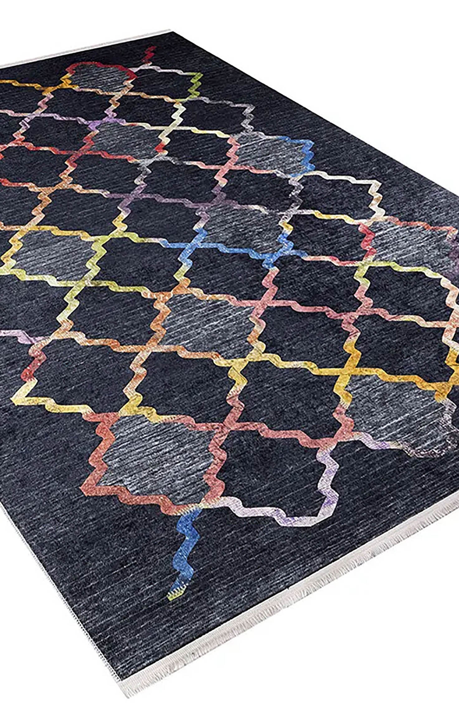 Marianna Black Colorful Home Decor Geometric Luxury Rug