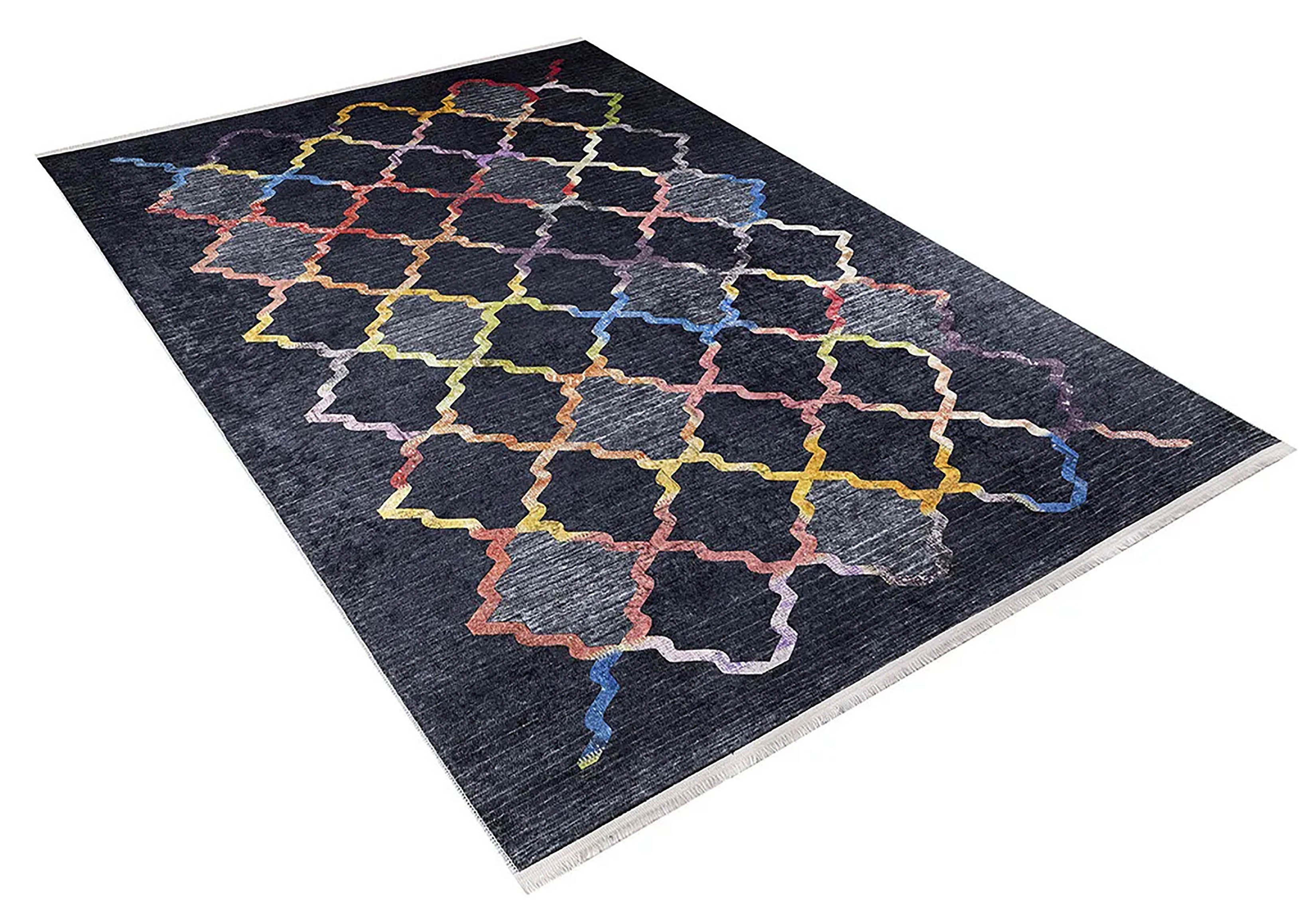 Marianna Black Colorful Home Decor Geometric Luxury Rug