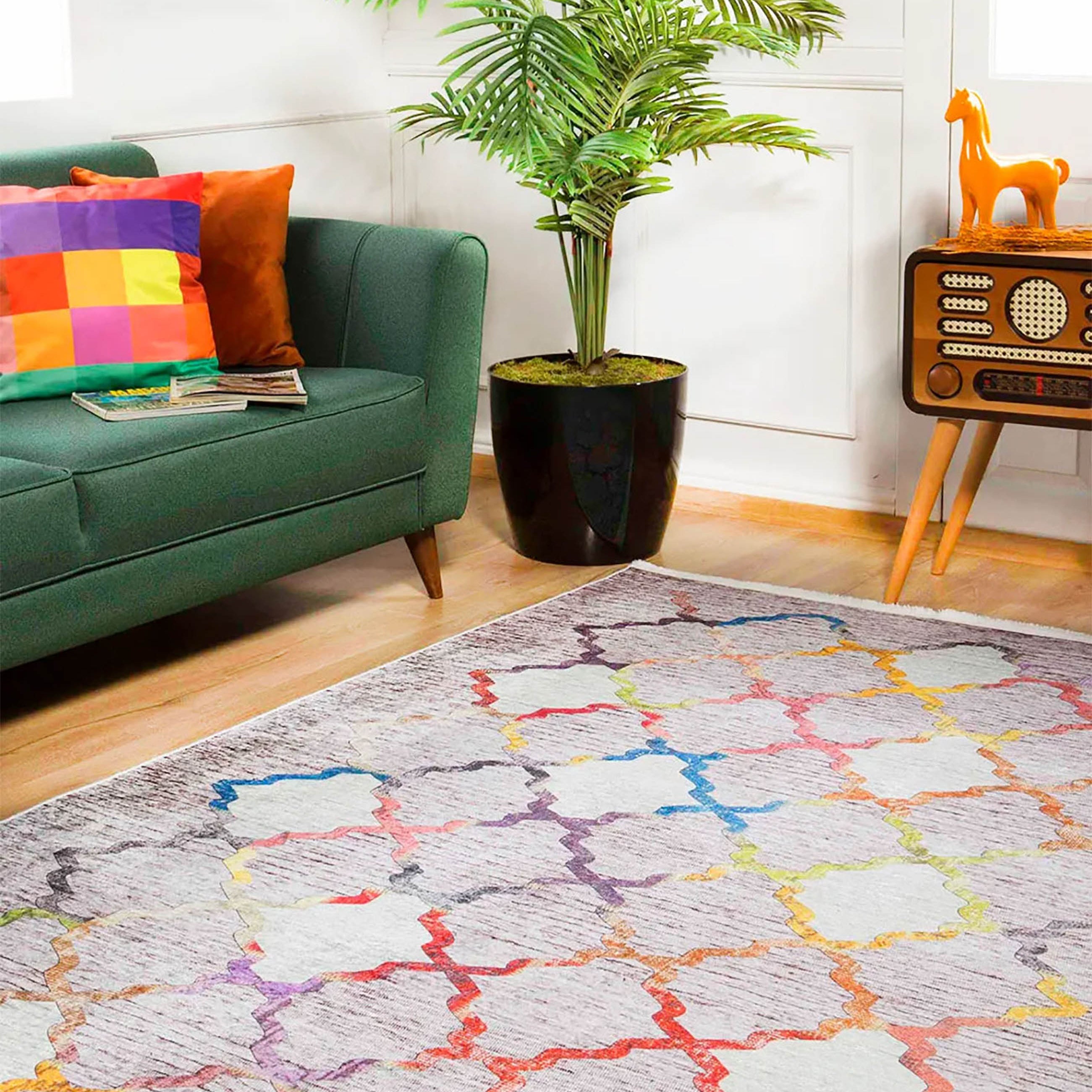 Ensley Colorful Geometric Vibrant Color Home Decor Luxury Rug