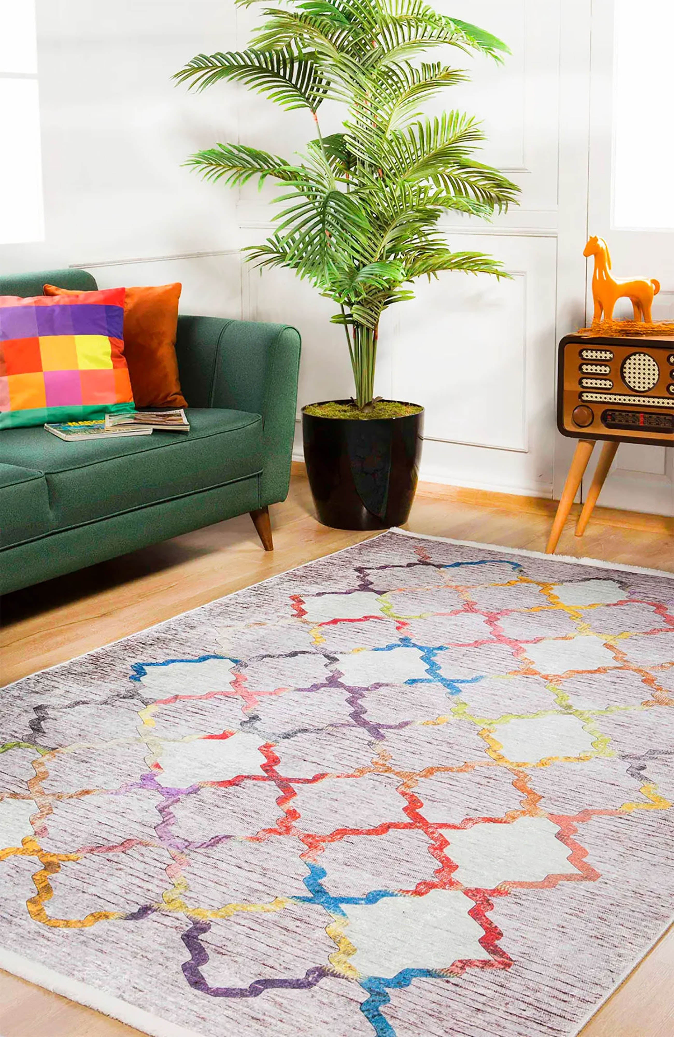 Ensley Colorful Geometric Vibrant Color Home Decor Luxury Rug