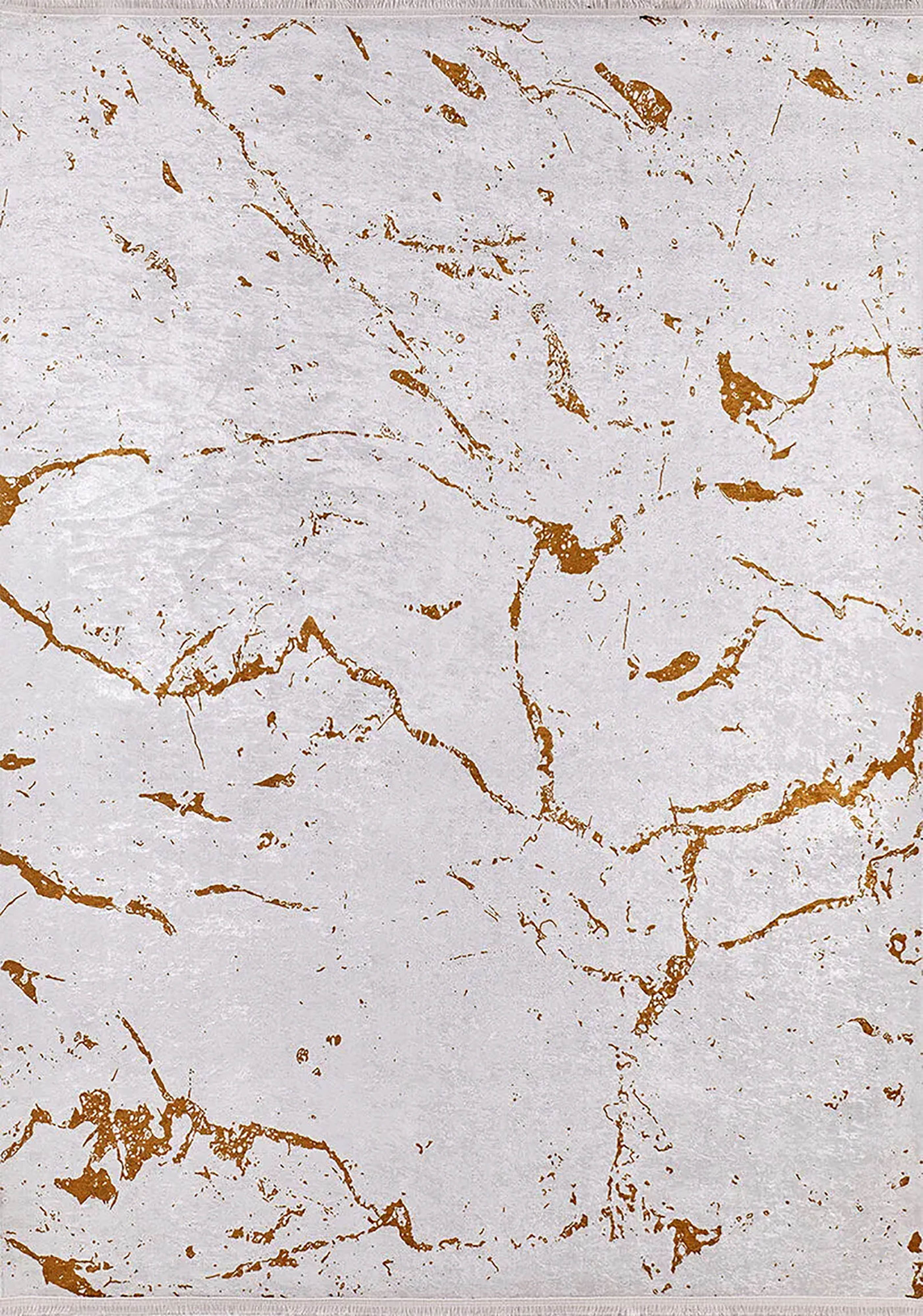 Princess Marble Style Cream Gold Art Deco Luxury Modern Home Rug