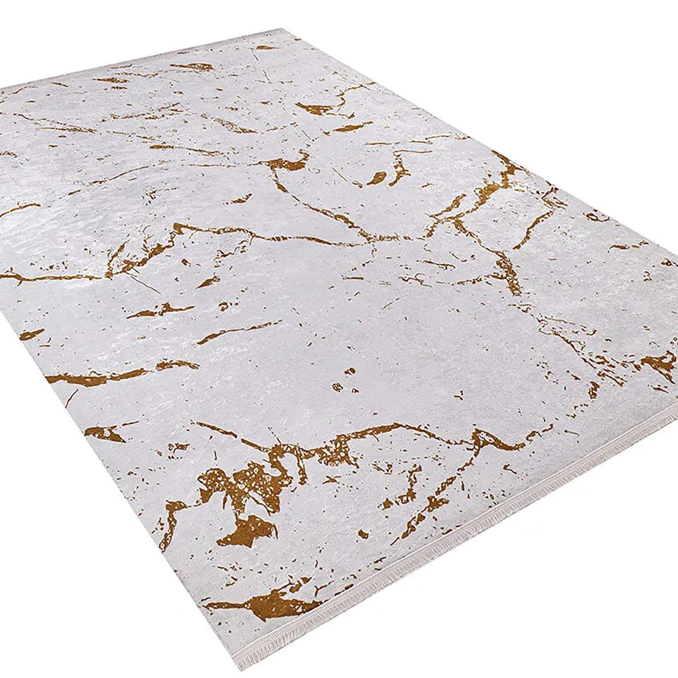 Princess Marble Style Cream Gold Art Deco Luxury Modern Home Rug