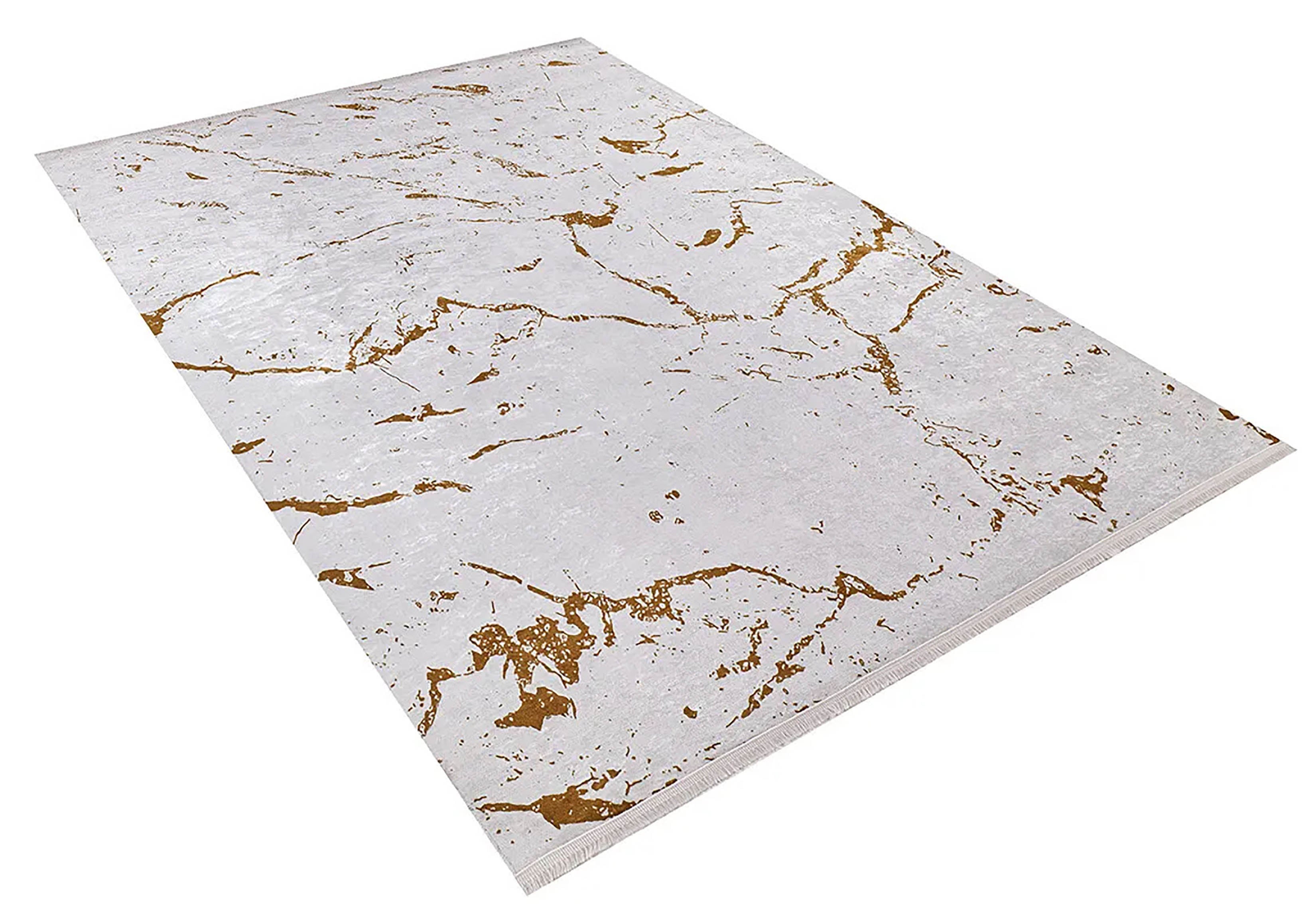 Princess Marble Style Cream Gold Art Deco Luxury Modern Home Rug