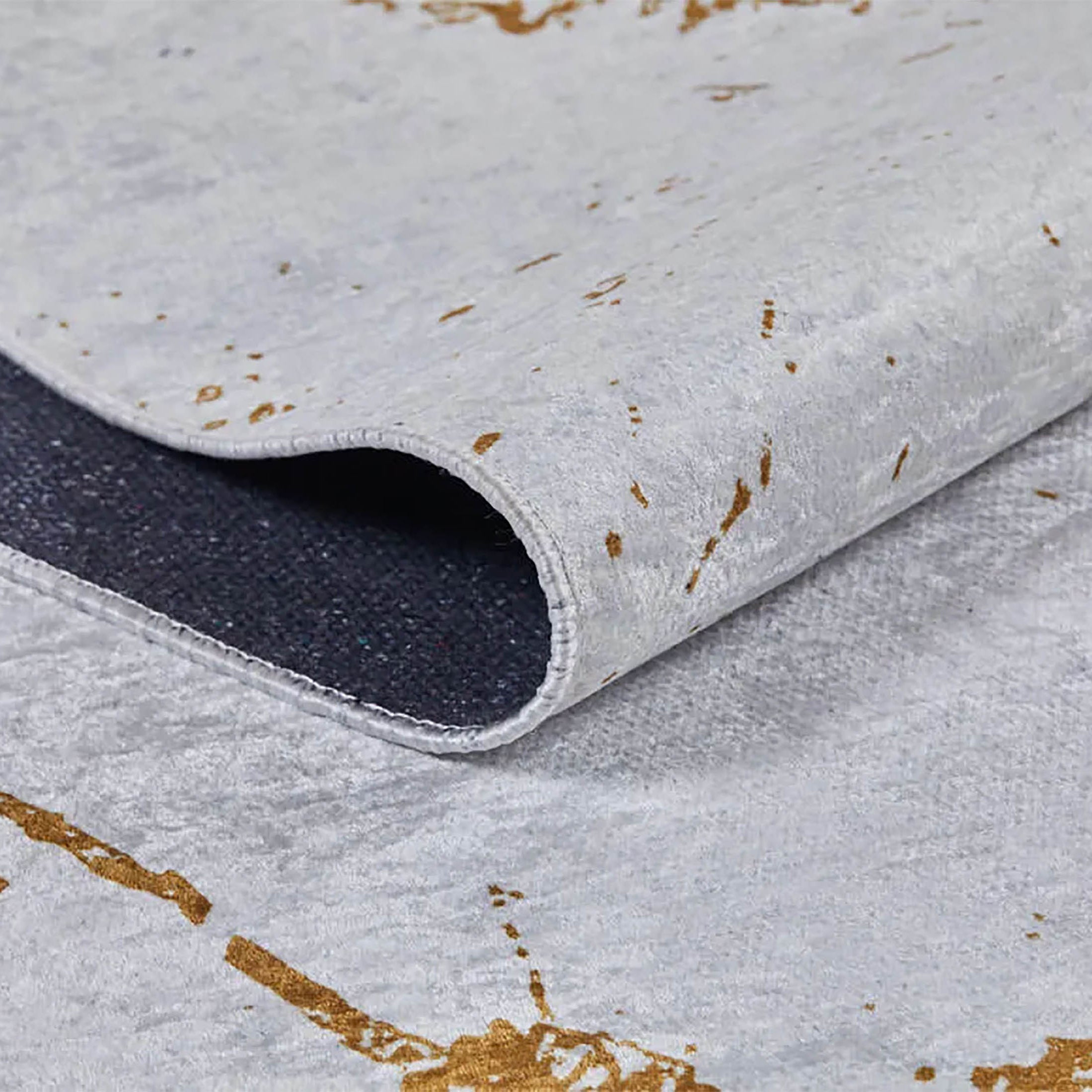 Princess Marble Style Cream Gold Art Deco Luxury Modern Home Rug