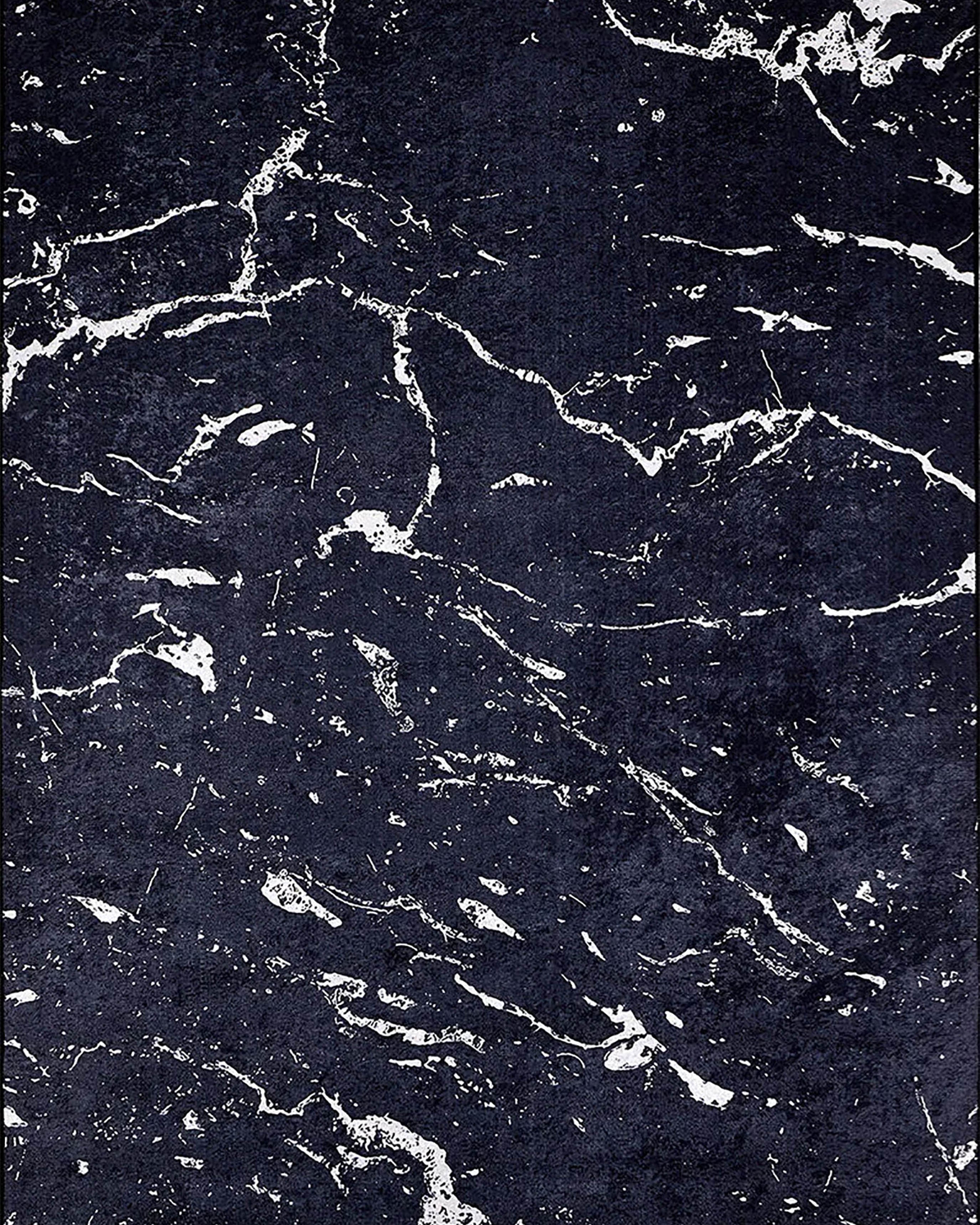 Alexia Marble Style Black luxury Home Modern Art Rug