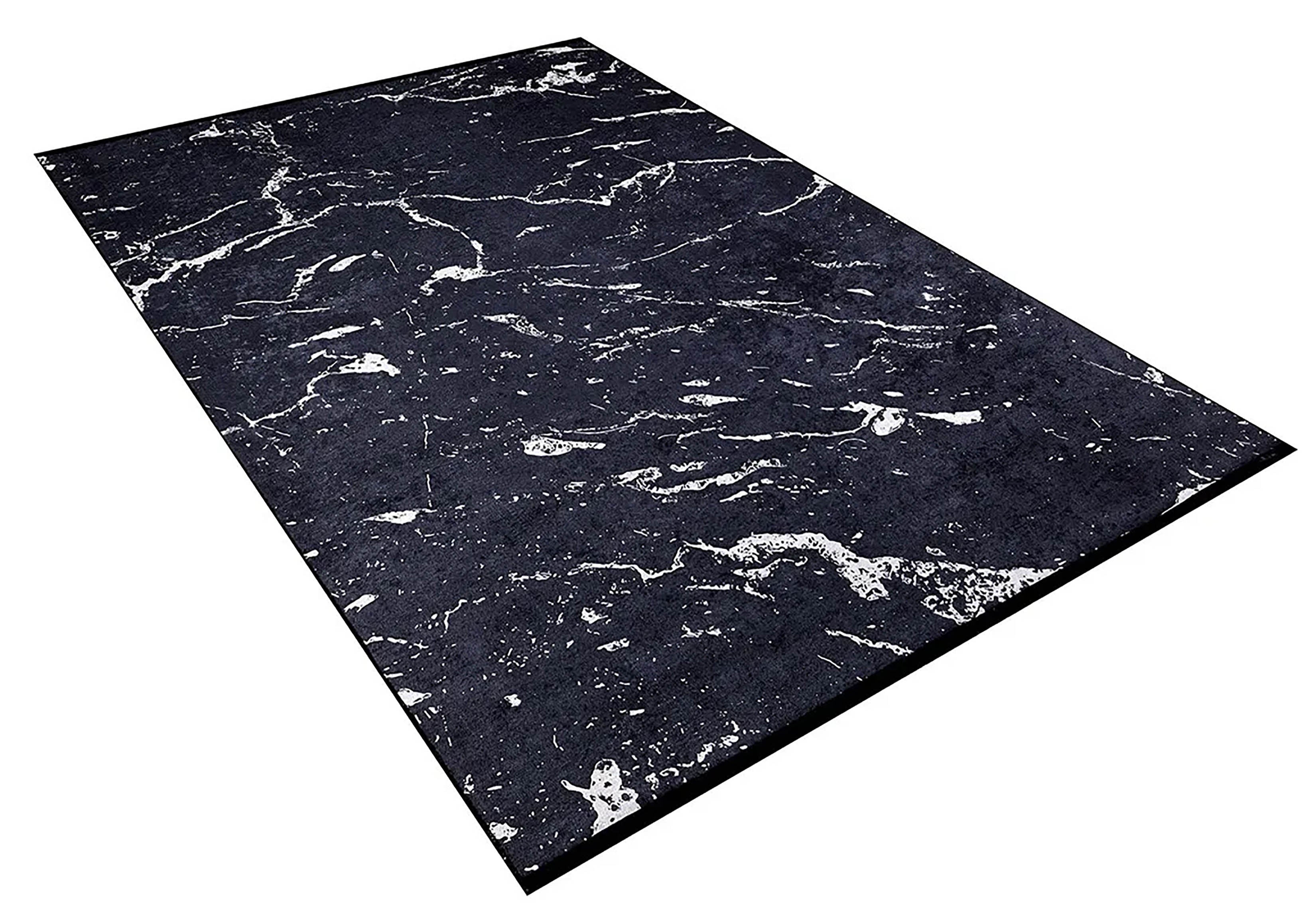 Alexia Marble Style Black luxury Home Modern Art Rug