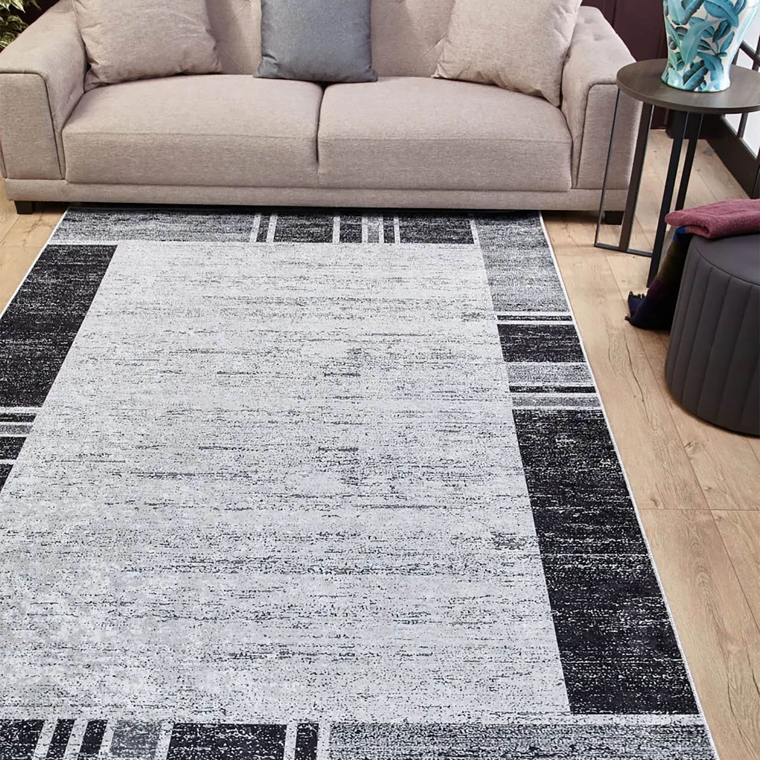 Samira Geometric Design Black Gray Contemporary Boho Decor Rug