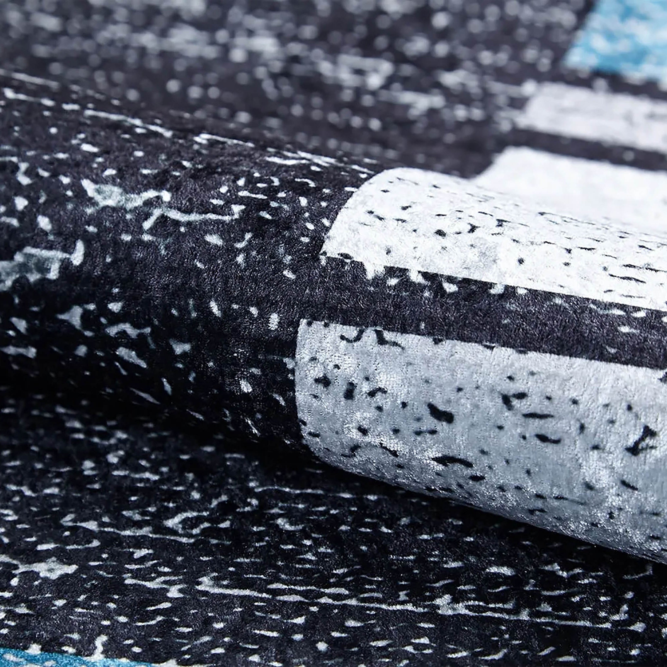 Jessie Geometric Design Black Gray Blue Contemporary Boho Decor Rug