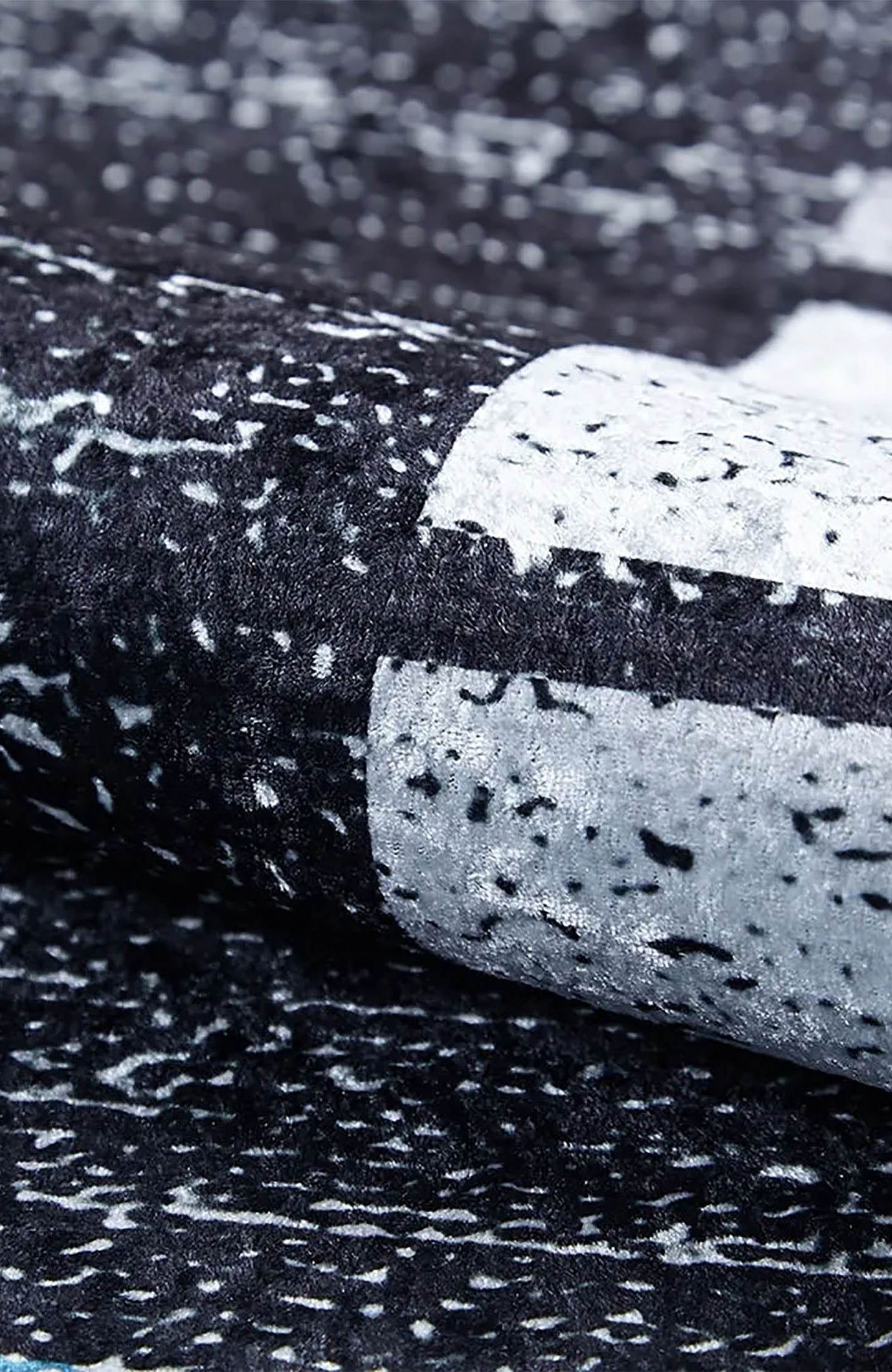 Jessie Geometric Design Black Gray Blue Contemporary Boho Decor Rug