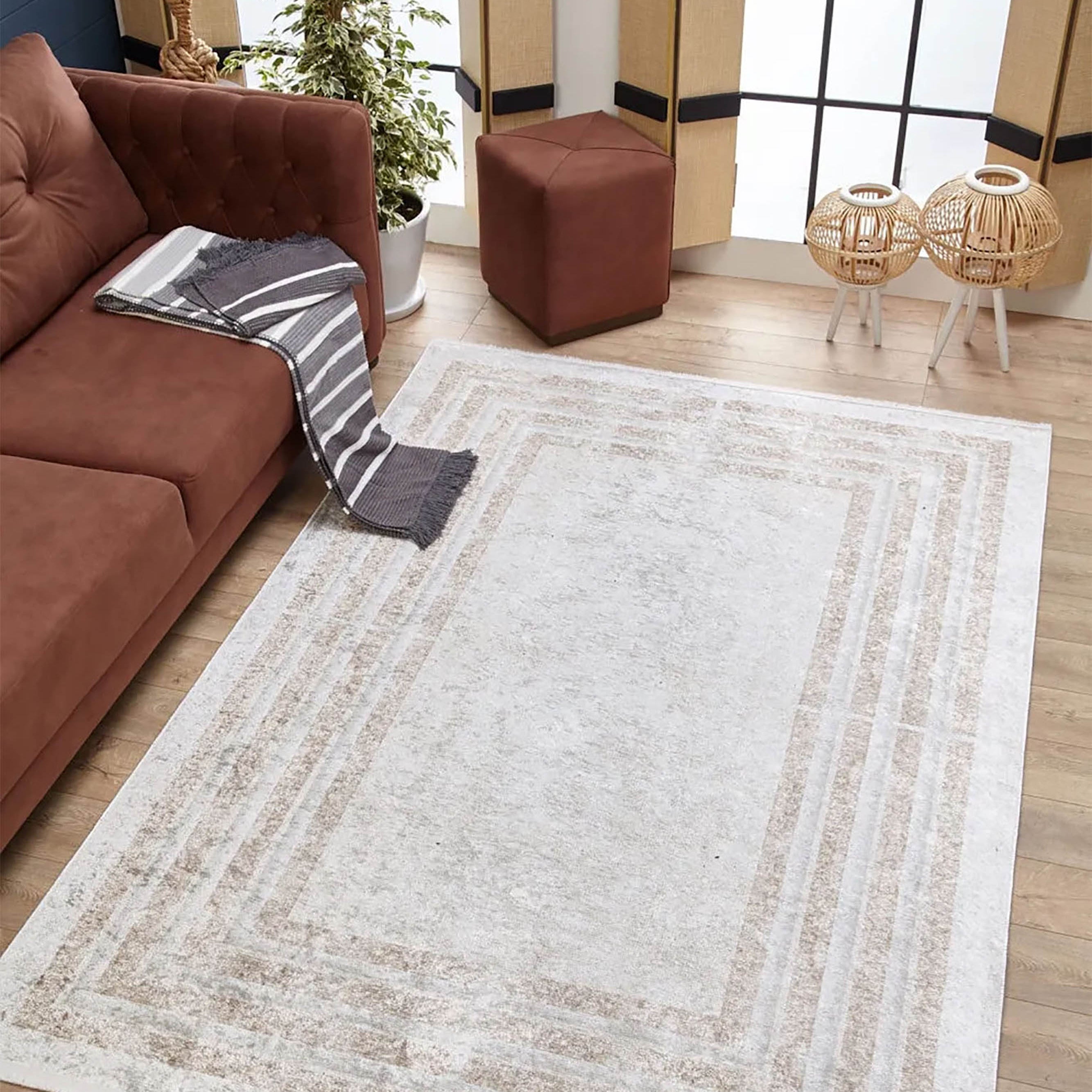 Ramona Geometric Design Beige Cream Luxury Rug