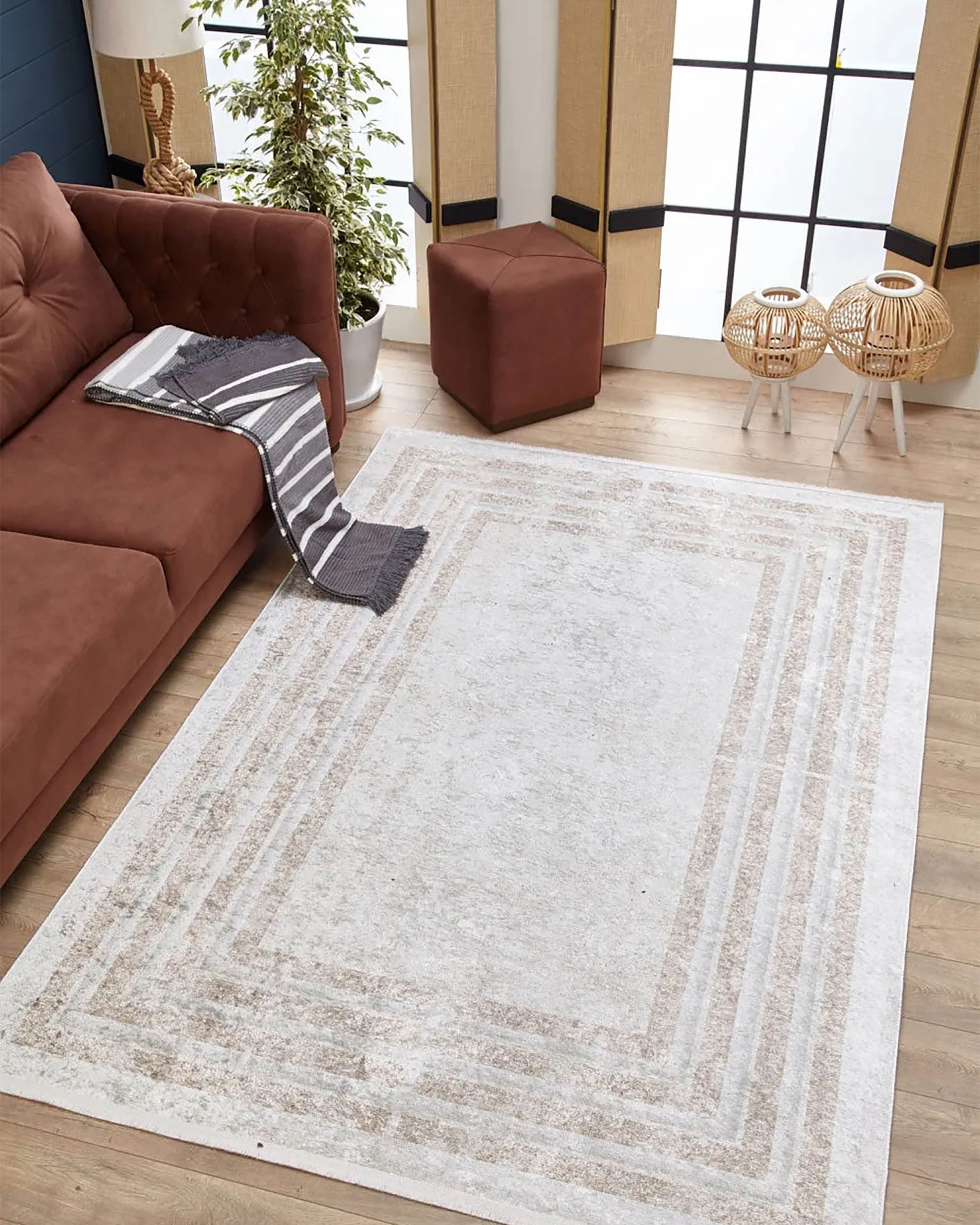 Ramona Geometric Design Beige Cream Luxury Rug
