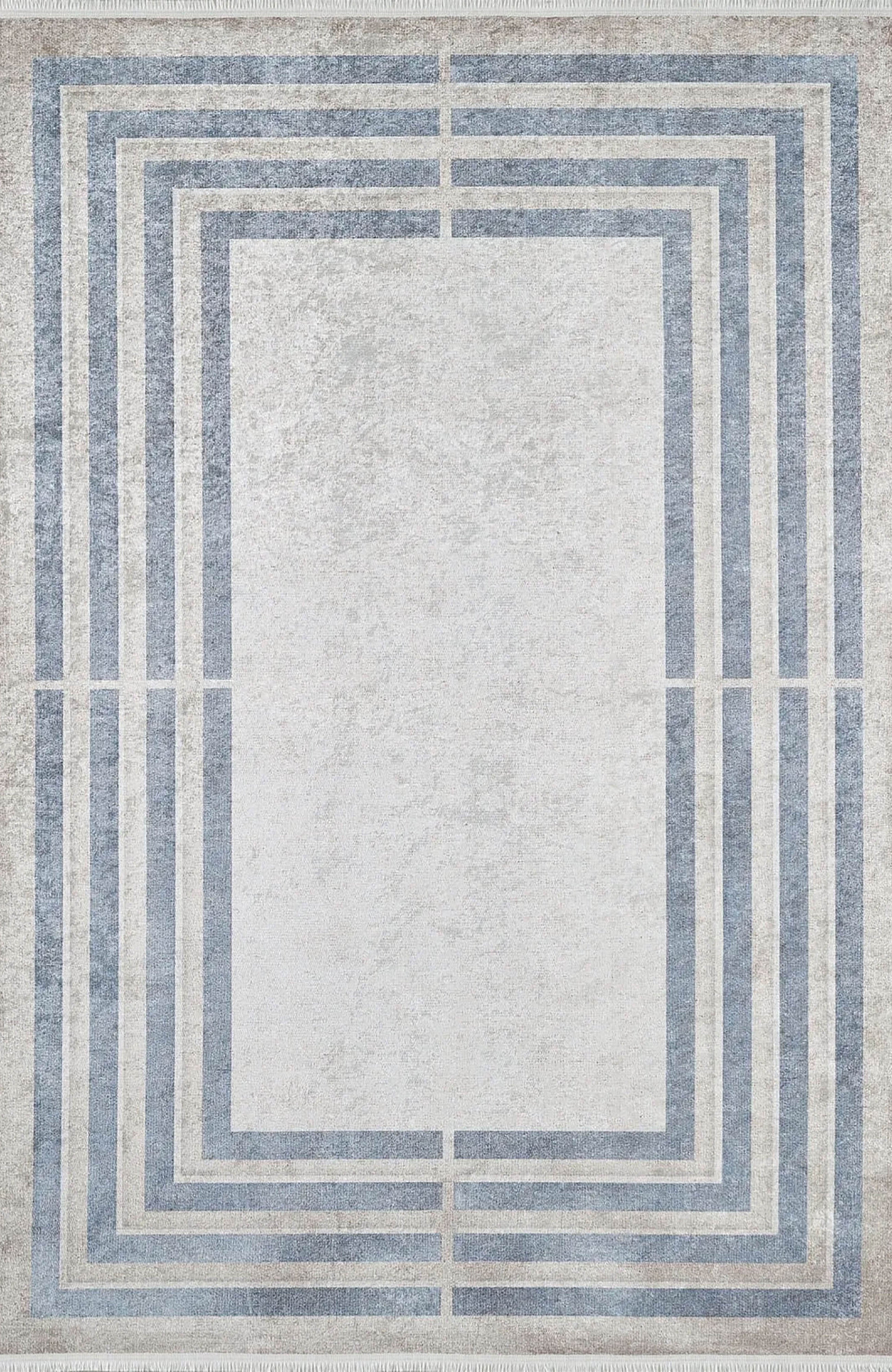 Savanna Geometric Design Blue Gray Luxury Rug