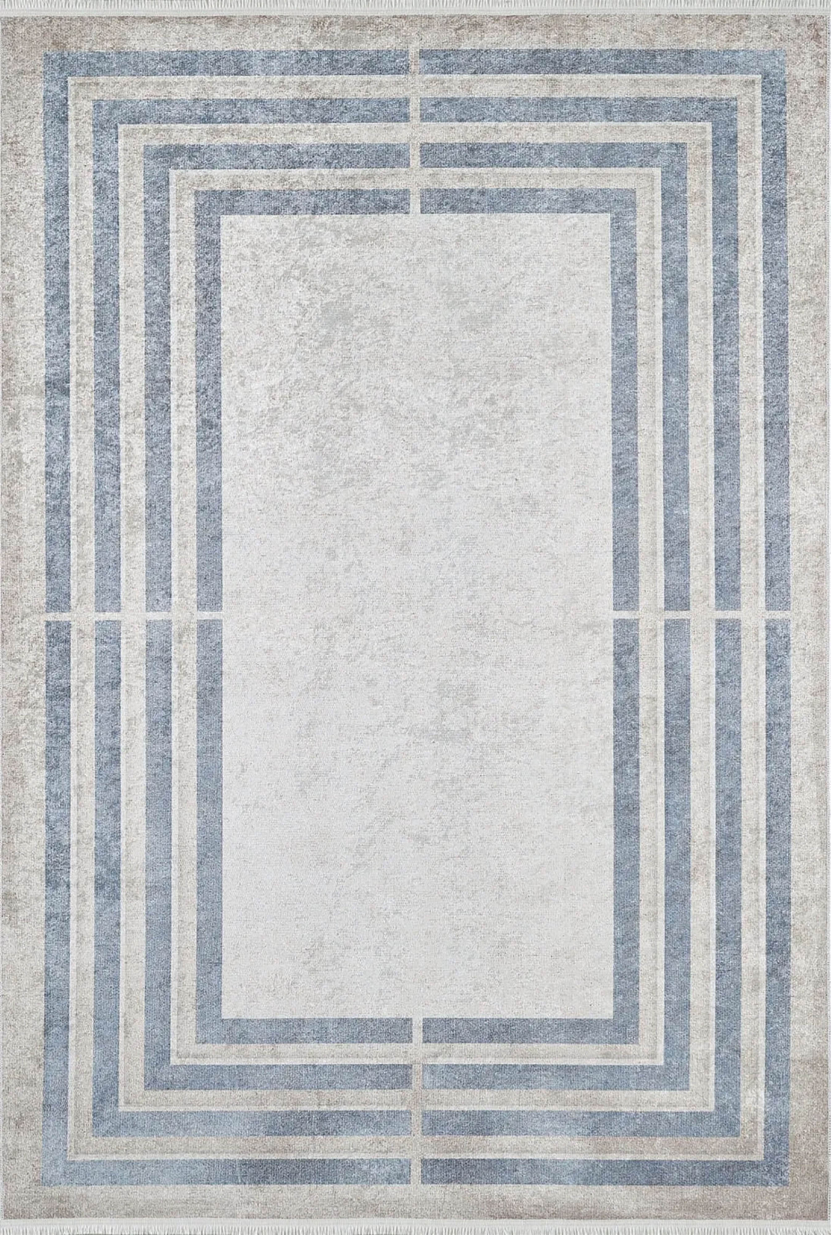 Savanna Geometric Design Blue Gray Luxury Rug