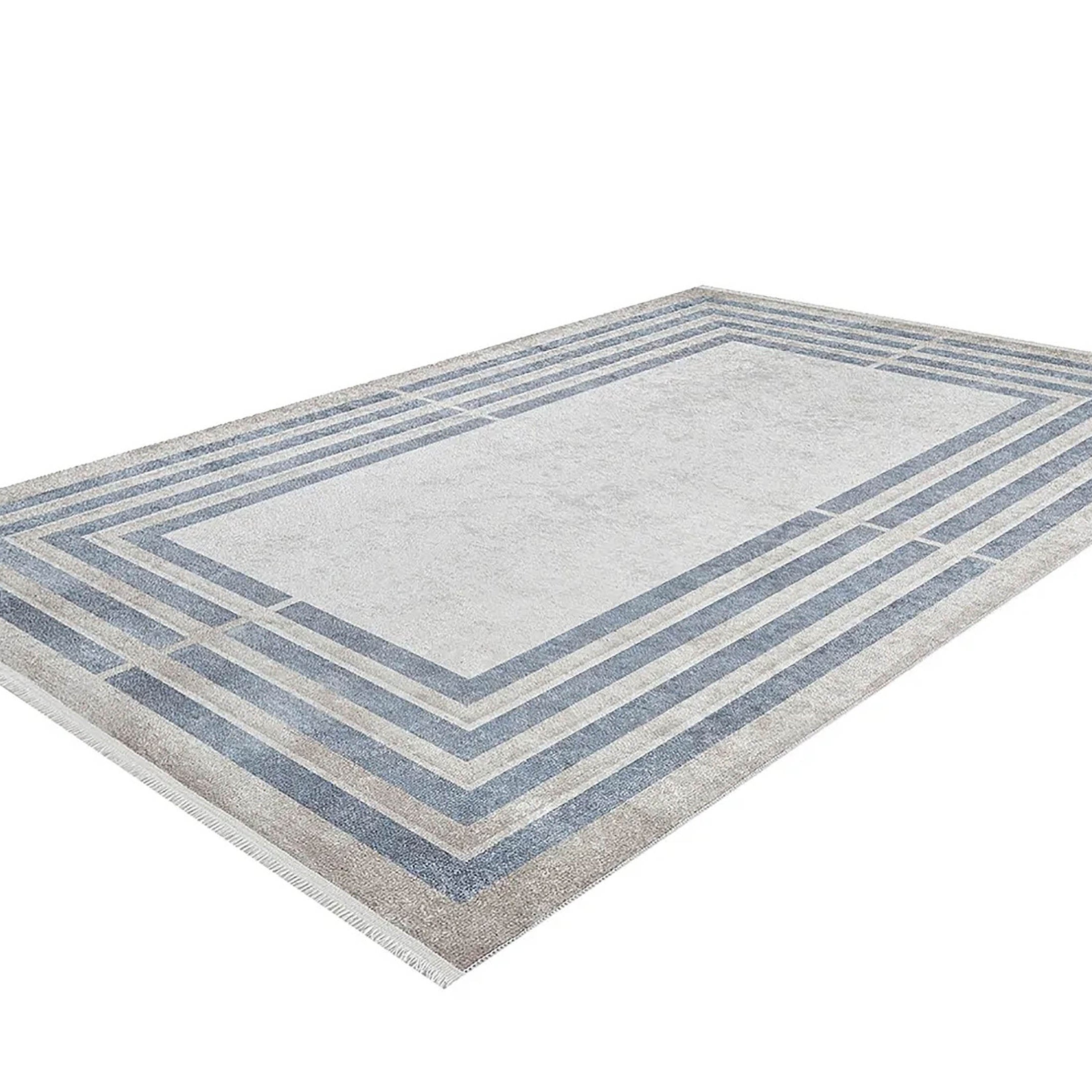 Savanna Geometric Design Blue Gray Luxury Rug