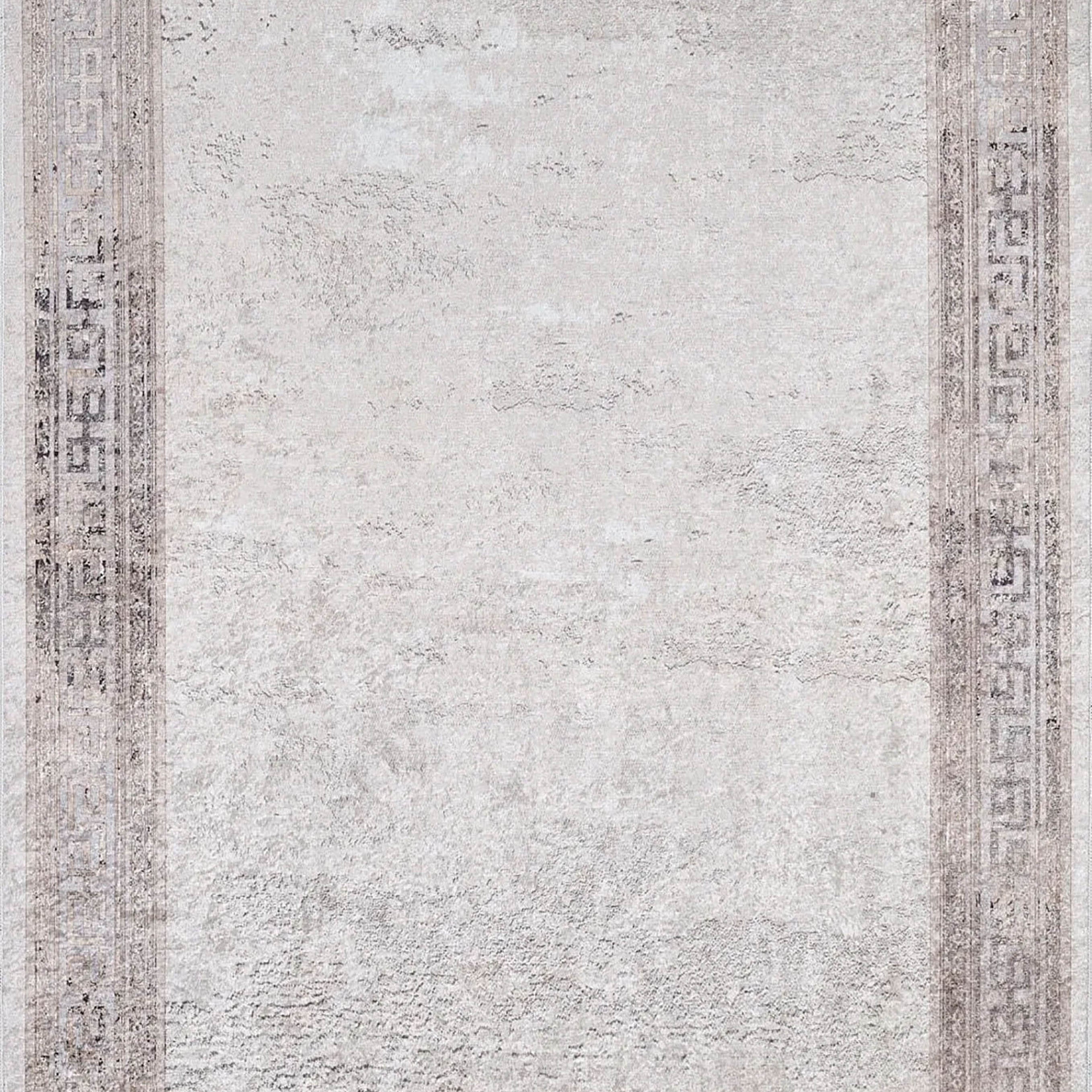 Deha Marble Powder Beige Greek Key Border Rug