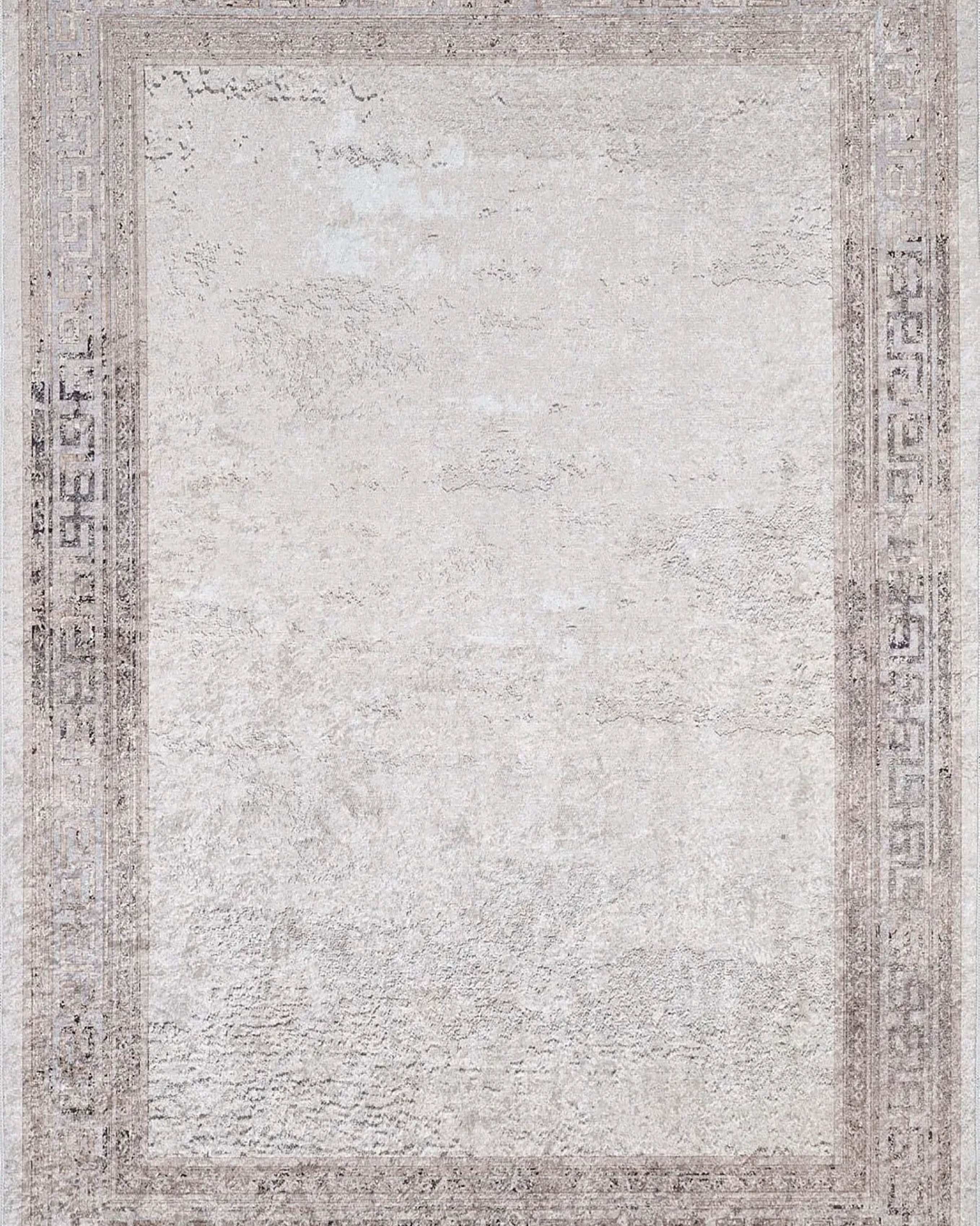 Deha Marble Powder Beige Greek Key Border Rug