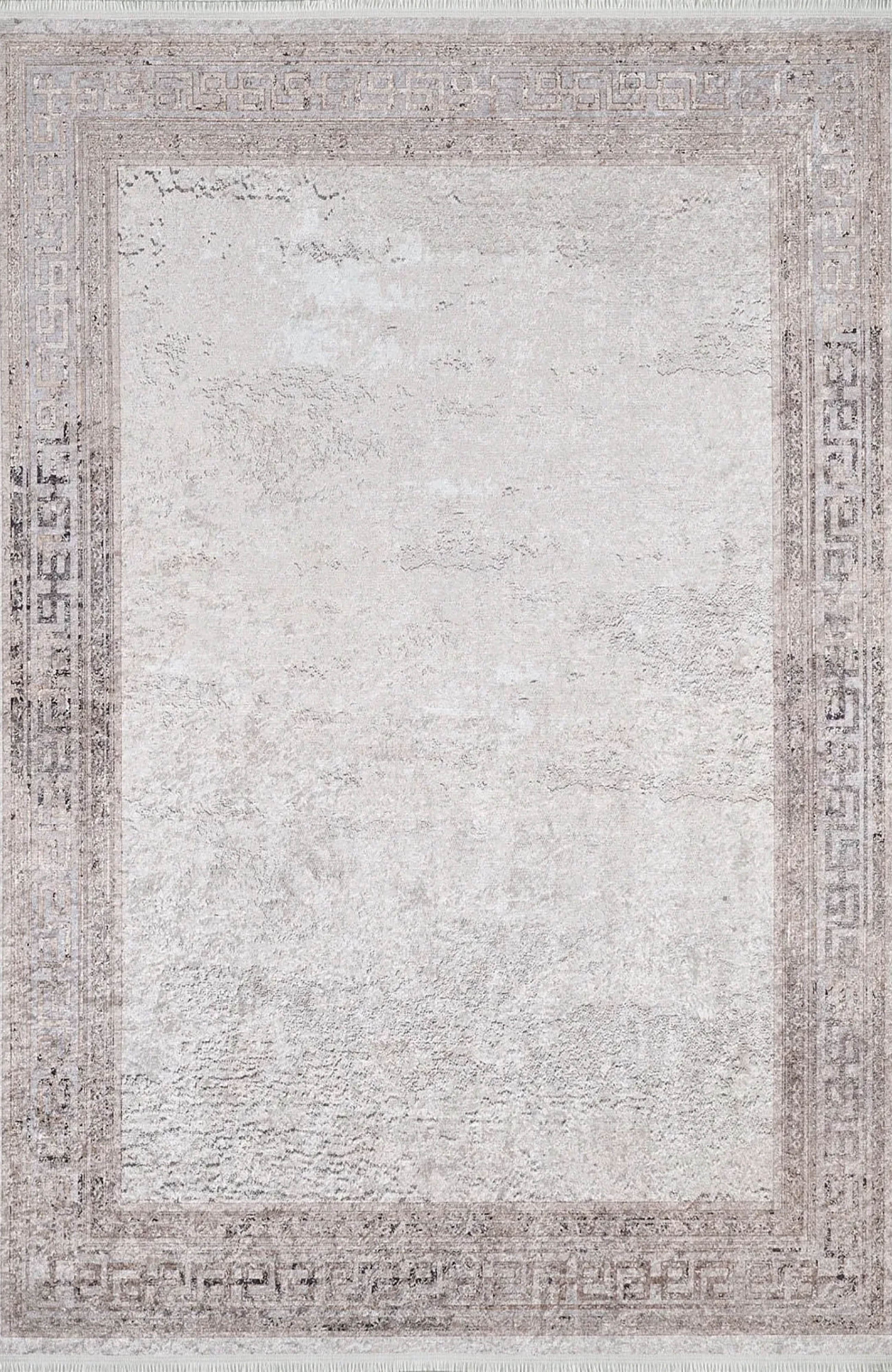 Deha Marble Powder Beige Greek Key Border Rug