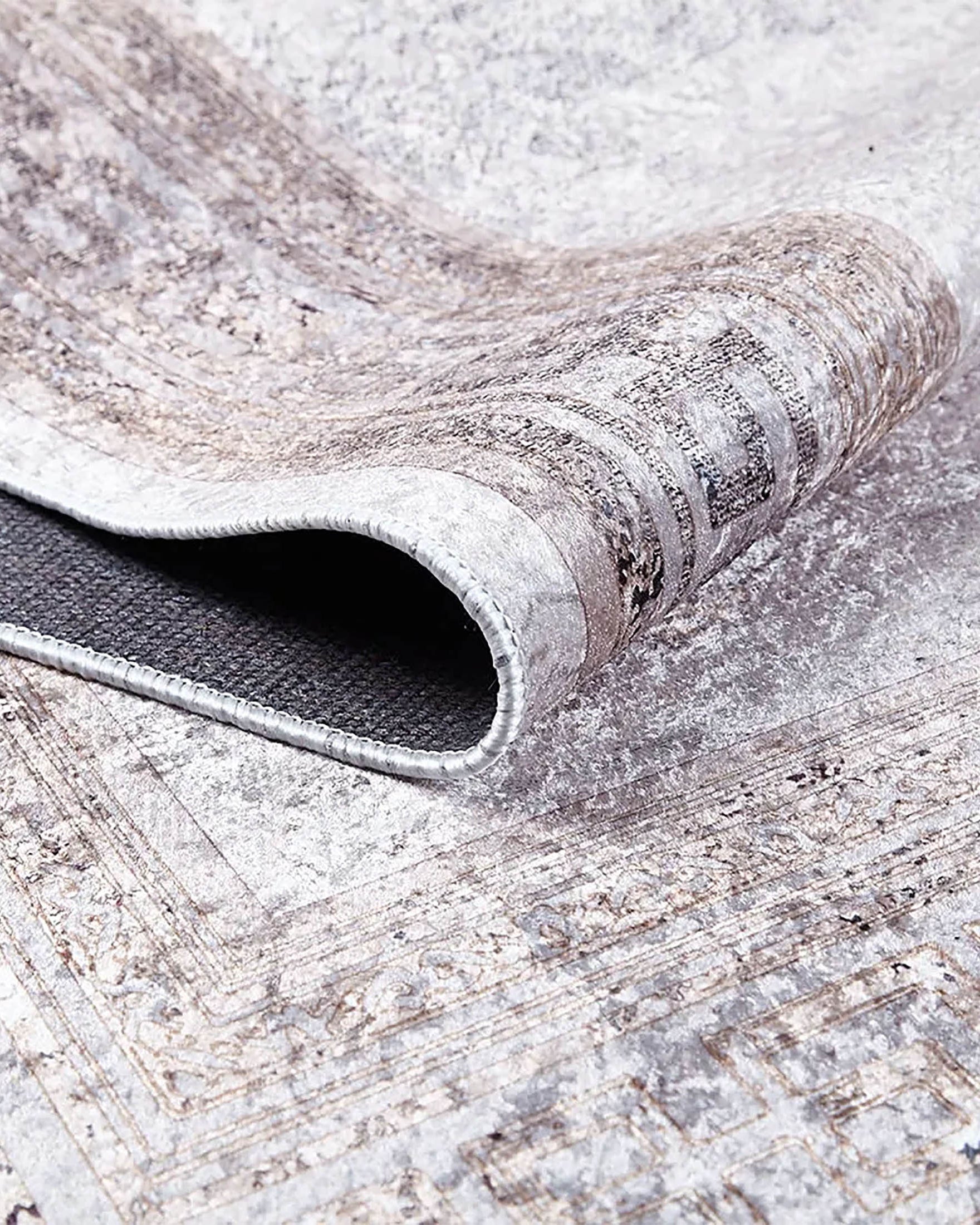 Deha Marble Powder Beige Greek Key Border Rug