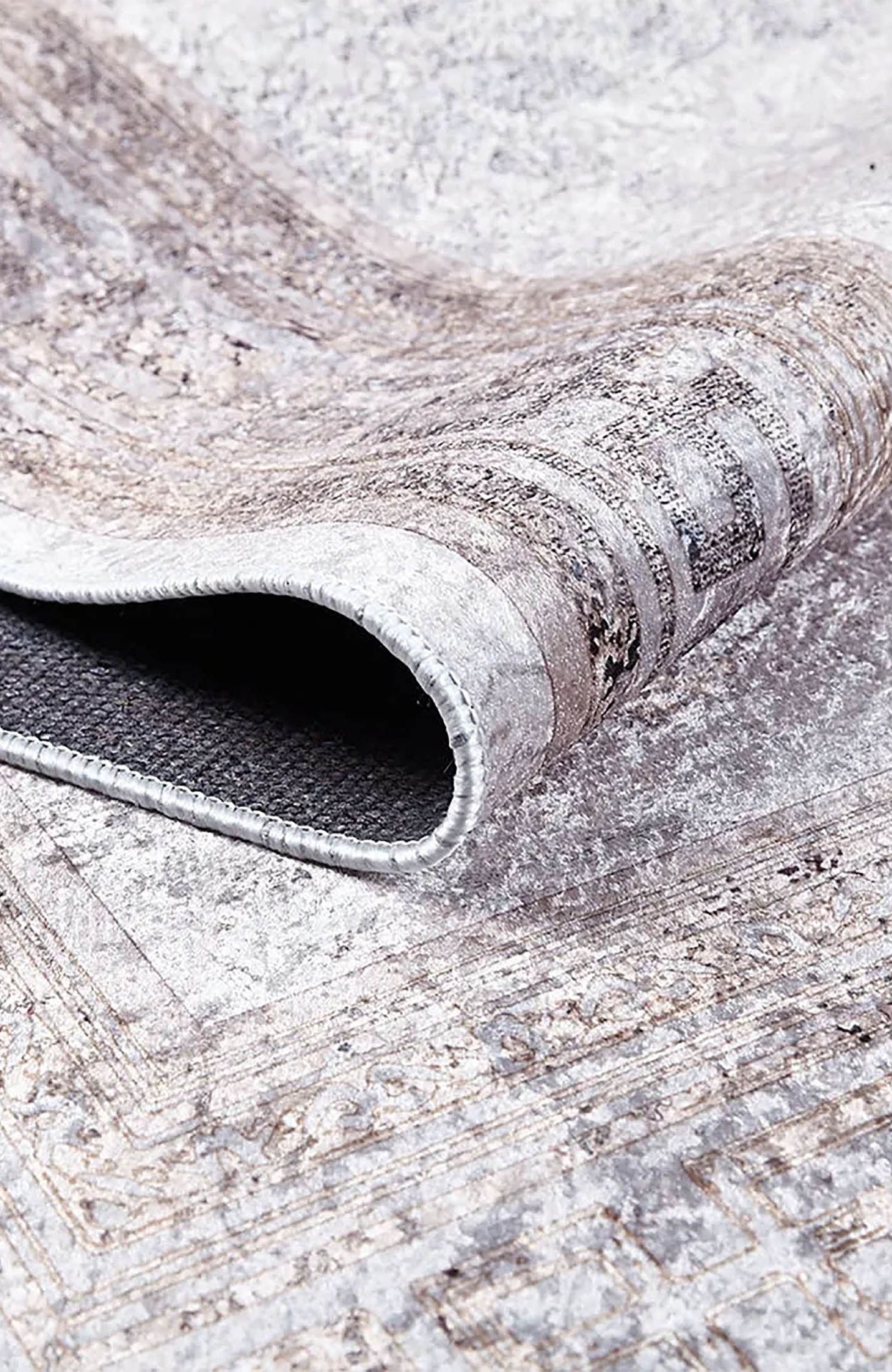 Deha Marble Powder Beige Greek Key Border Rug