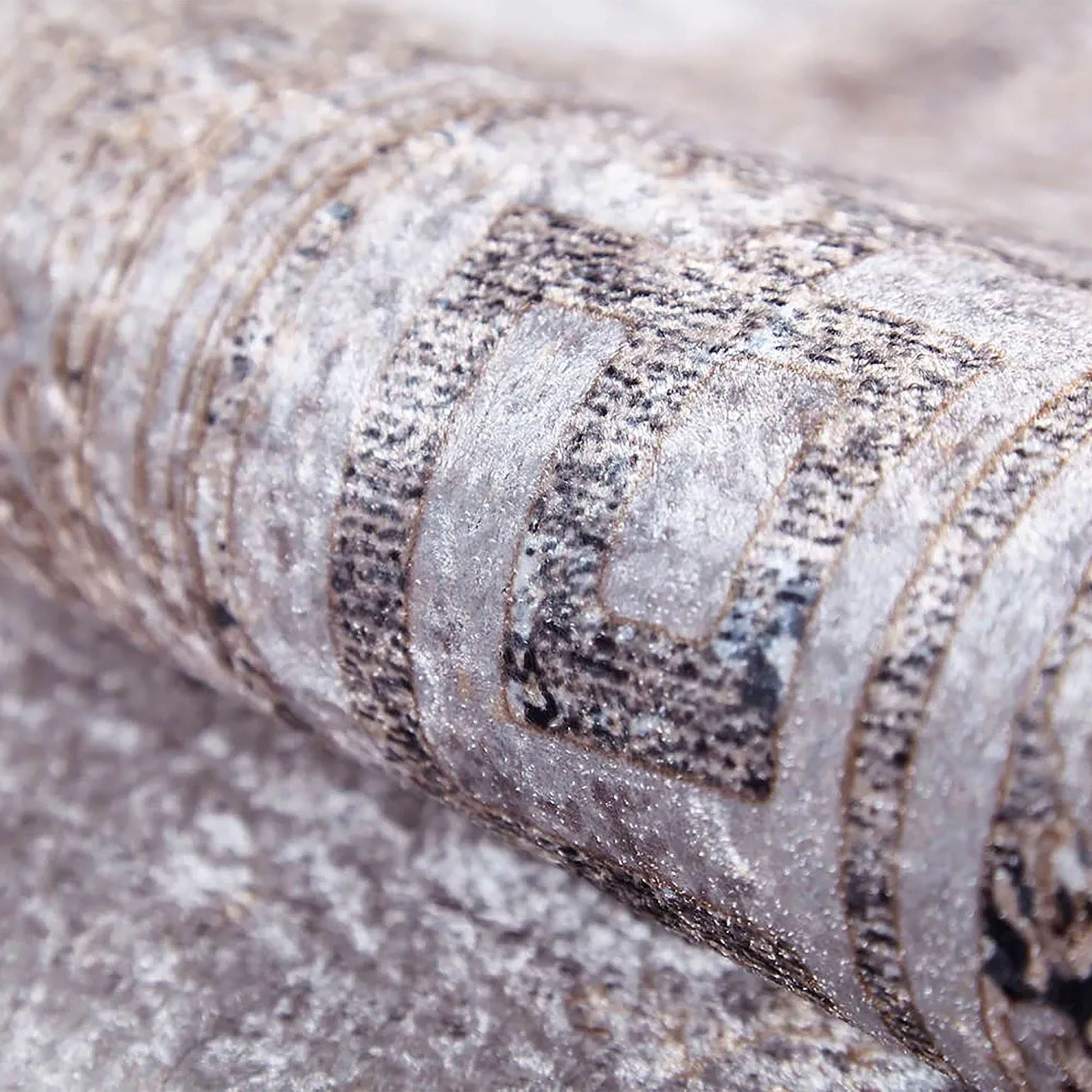 Deha Marble Powder Beige Greek Key Border Rug