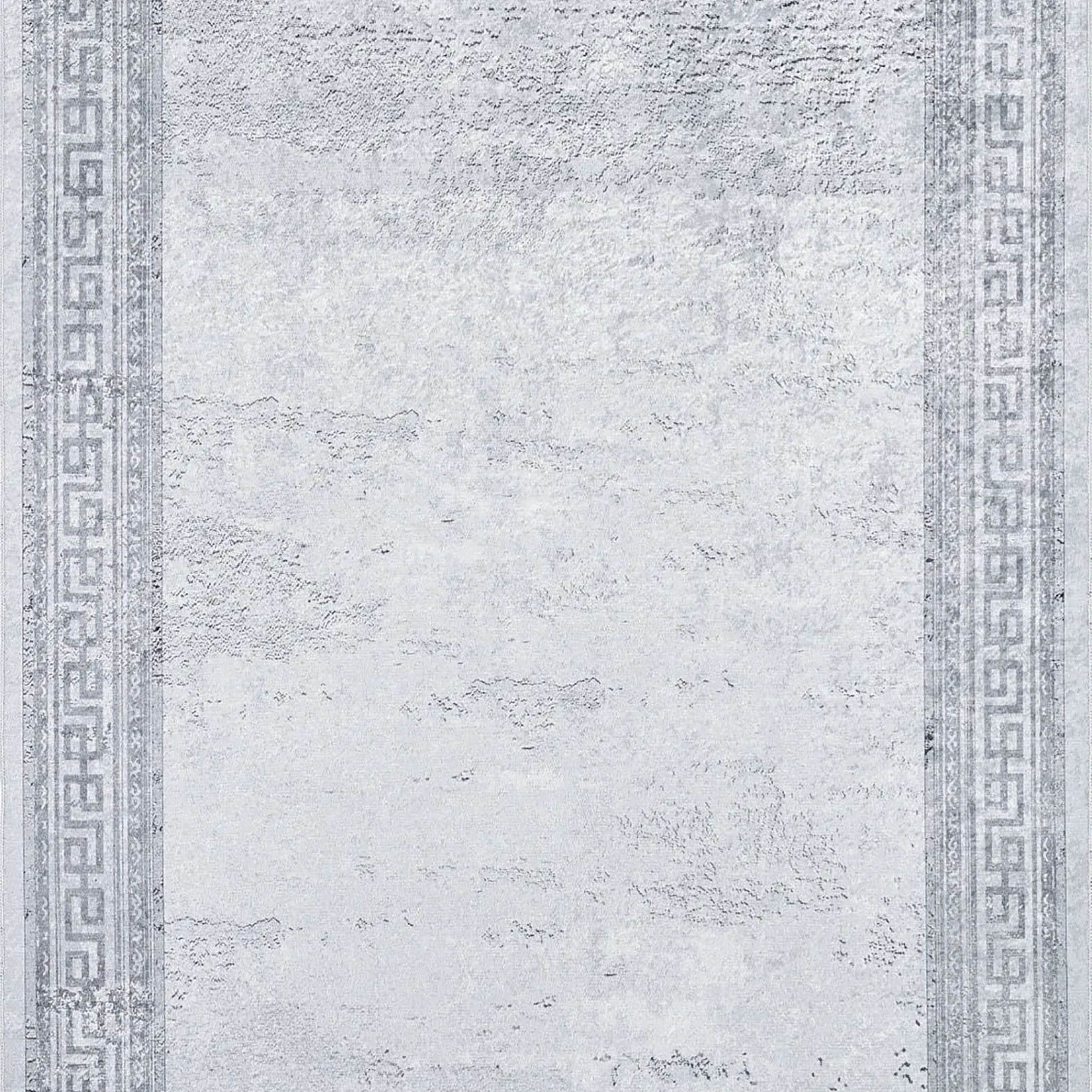Delfin Marble Gray Greek Key Border Rug