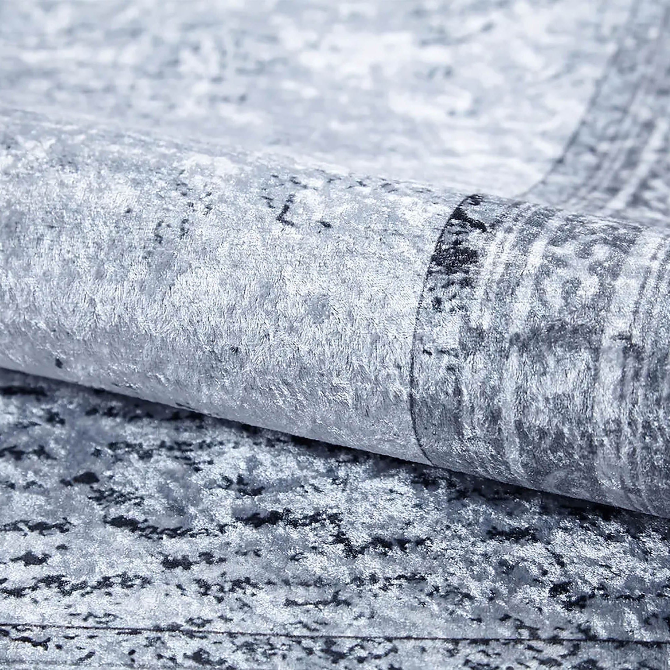 Delfin Marble Gray Greek Key Border Rug