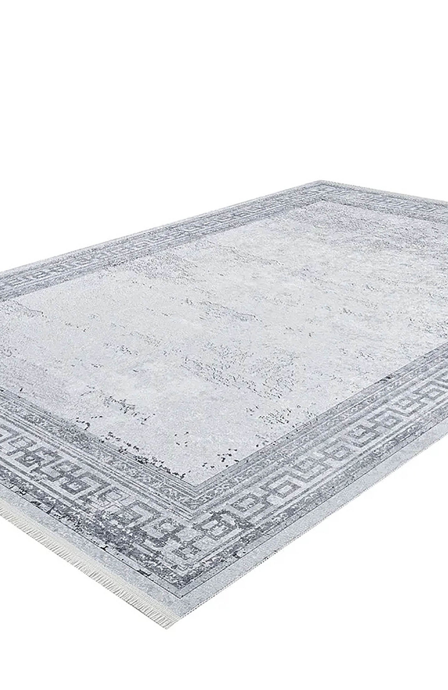 Delfin Marble Gray Greek Key Border Rug