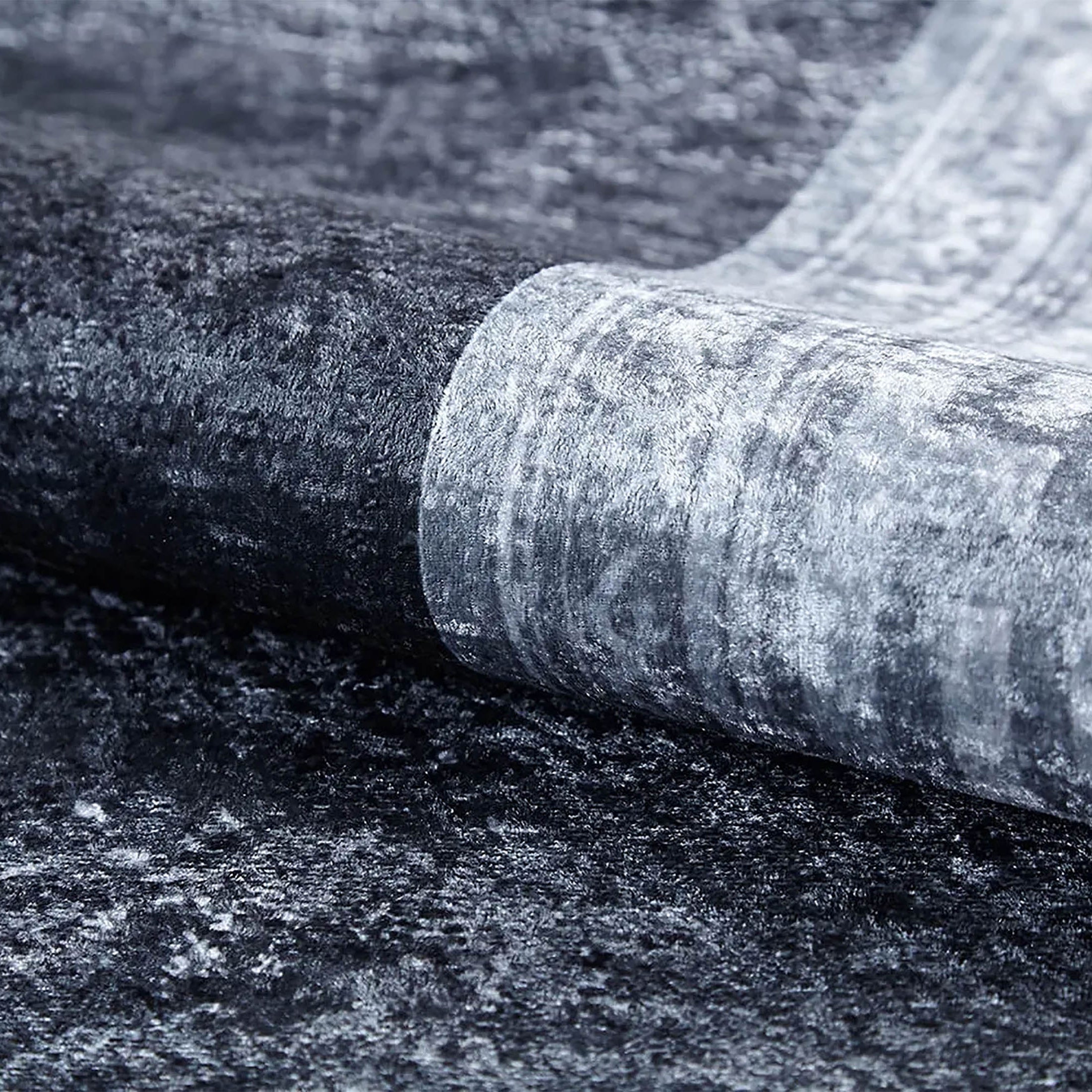 Elmira Marble Solid Grey Greek Key Border Rug