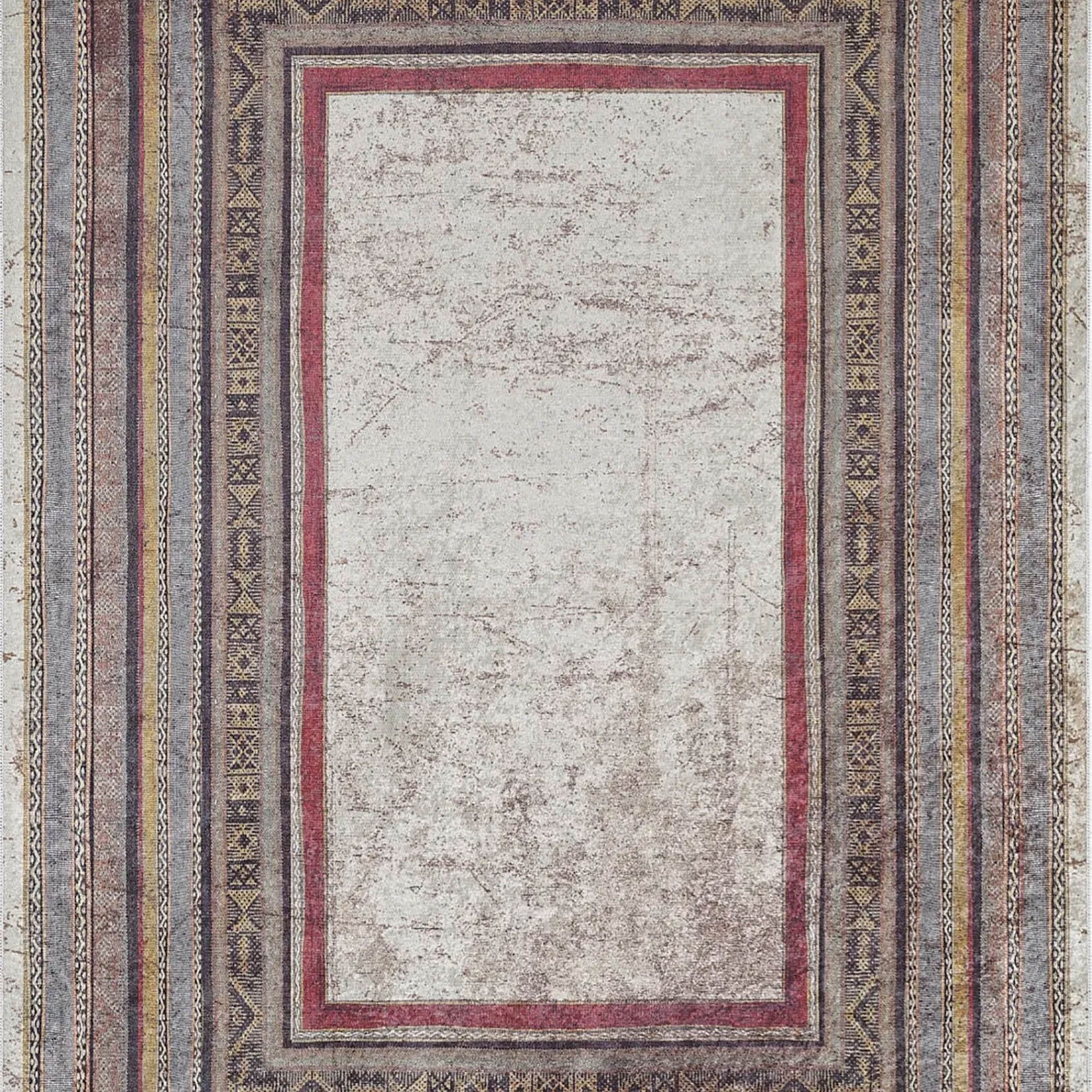 Dania Geometric Oriental Home Decor Bordered Multi Color Rug