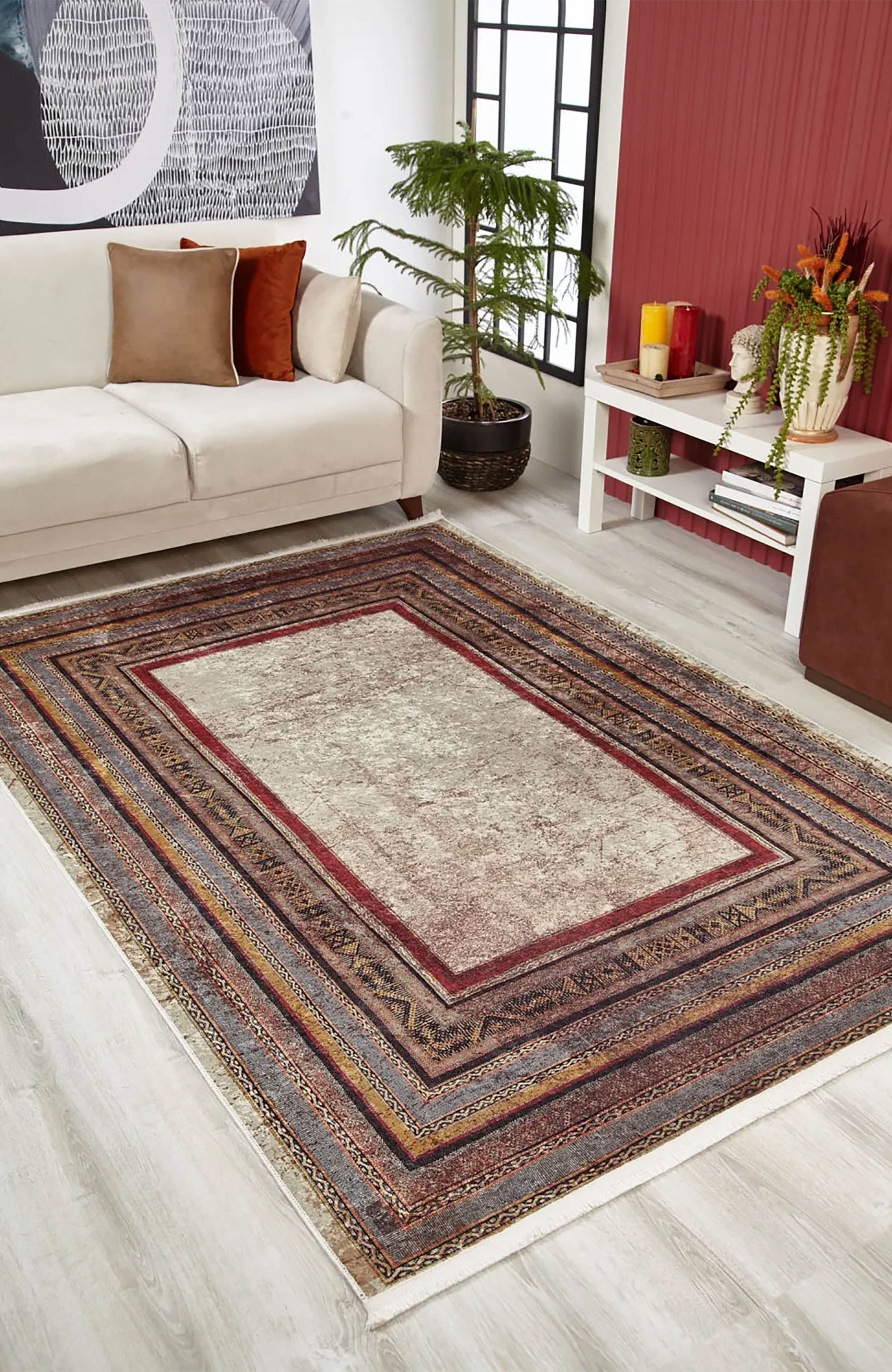 Dania Geometric Oriental Home Decor Bordered Multi Color Rug