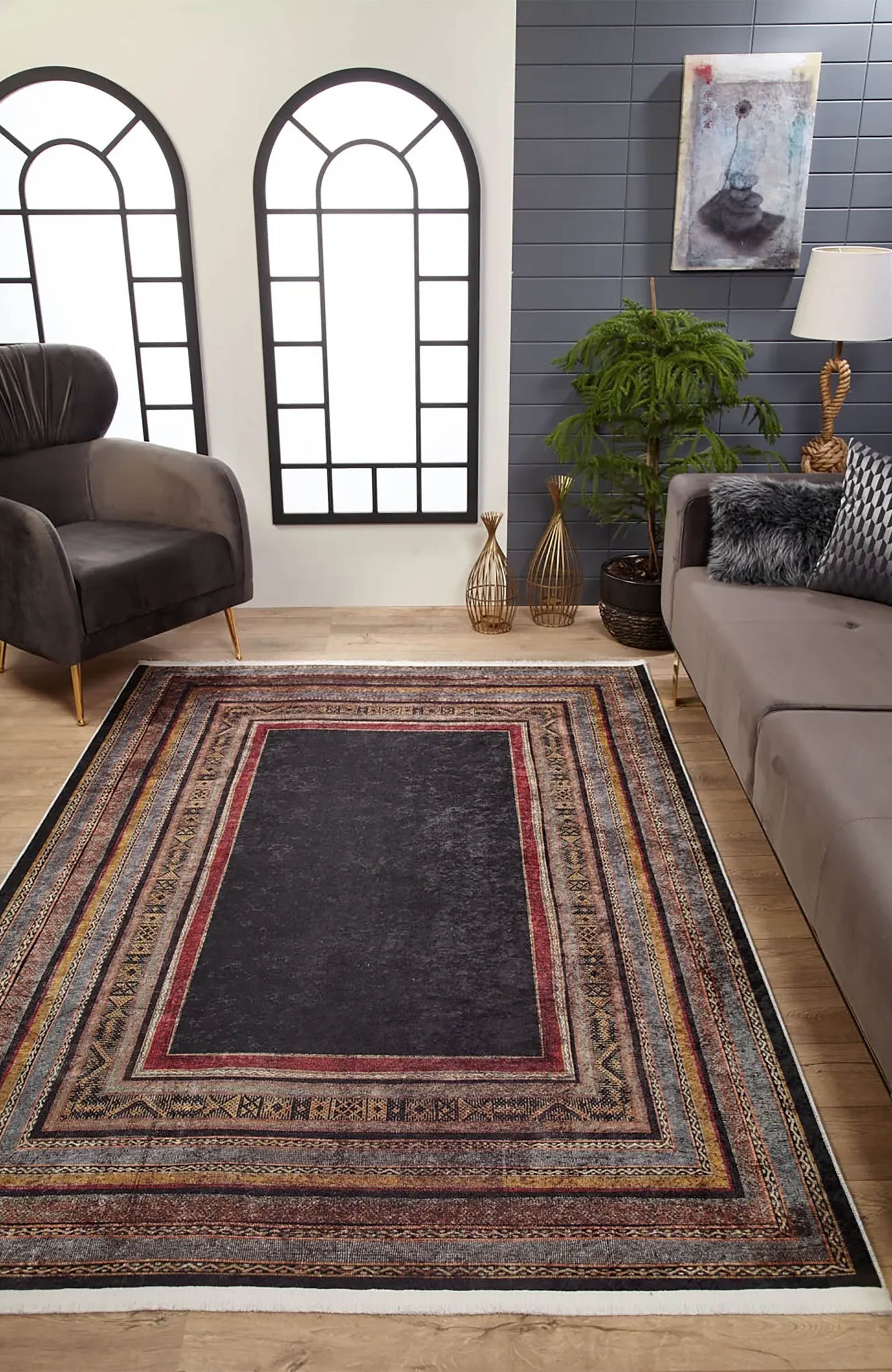 Teresa Geometric Multi Color Bohemian Home Decor Bordered Rug