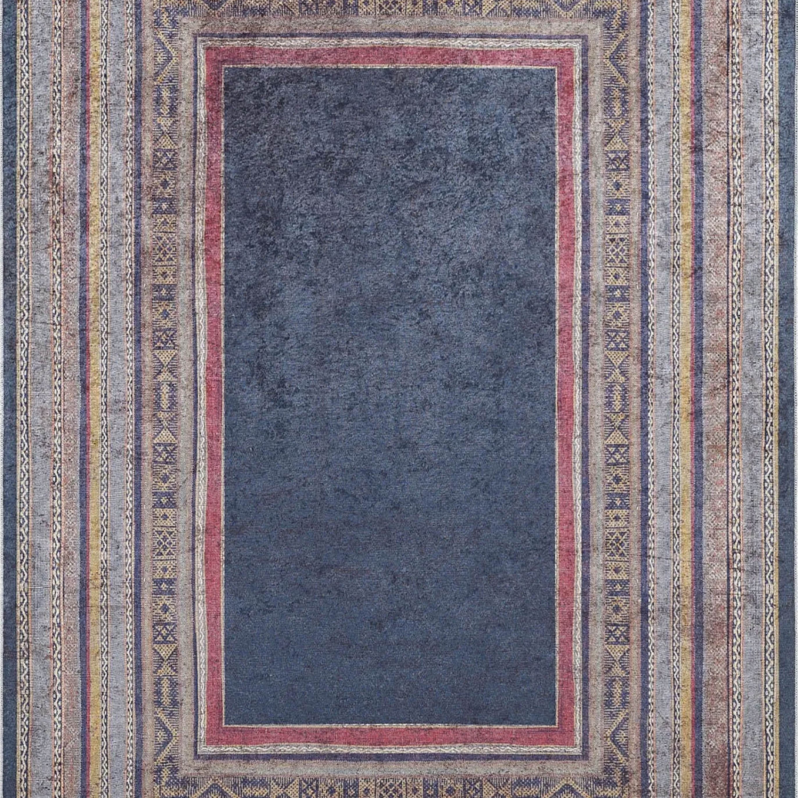 Luz Geometric Design Multi Color Luxury Bordered Rug