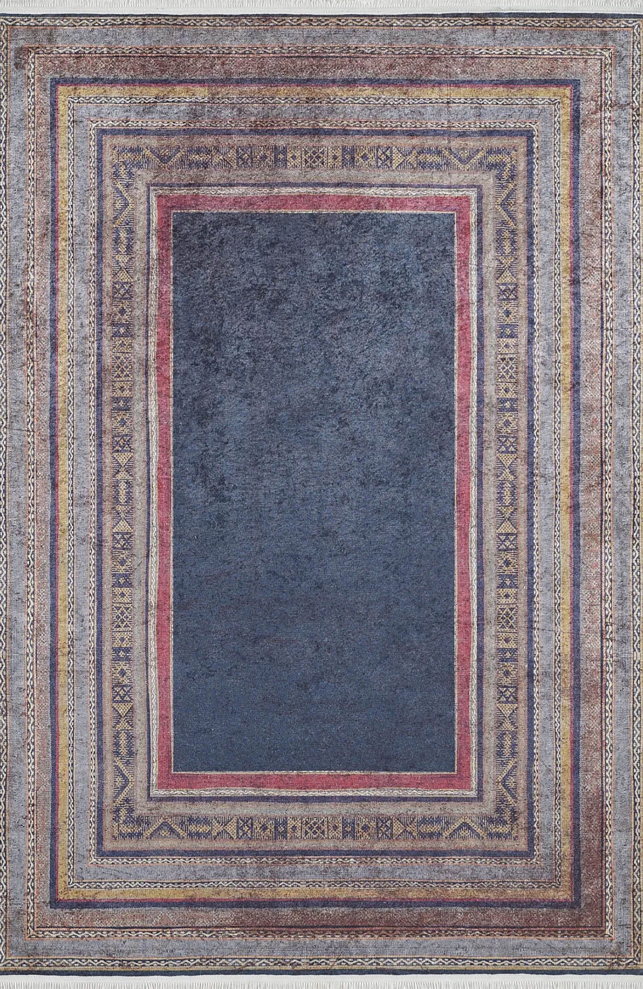 Luz Geometric Design Multi Color Luxury Bordered Rug