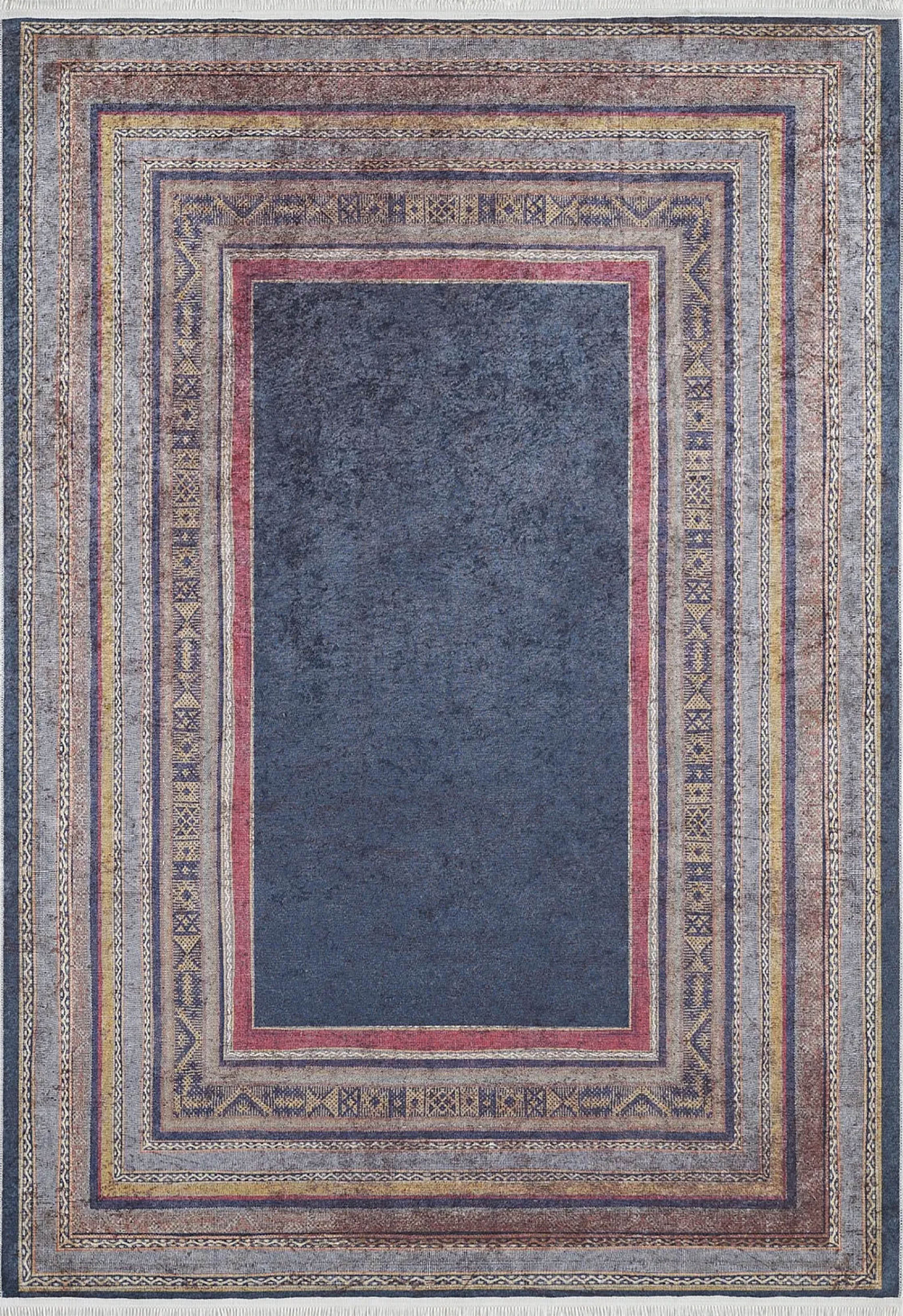 Luz Geometric Design Multi Color Luxury Bordered Rug
