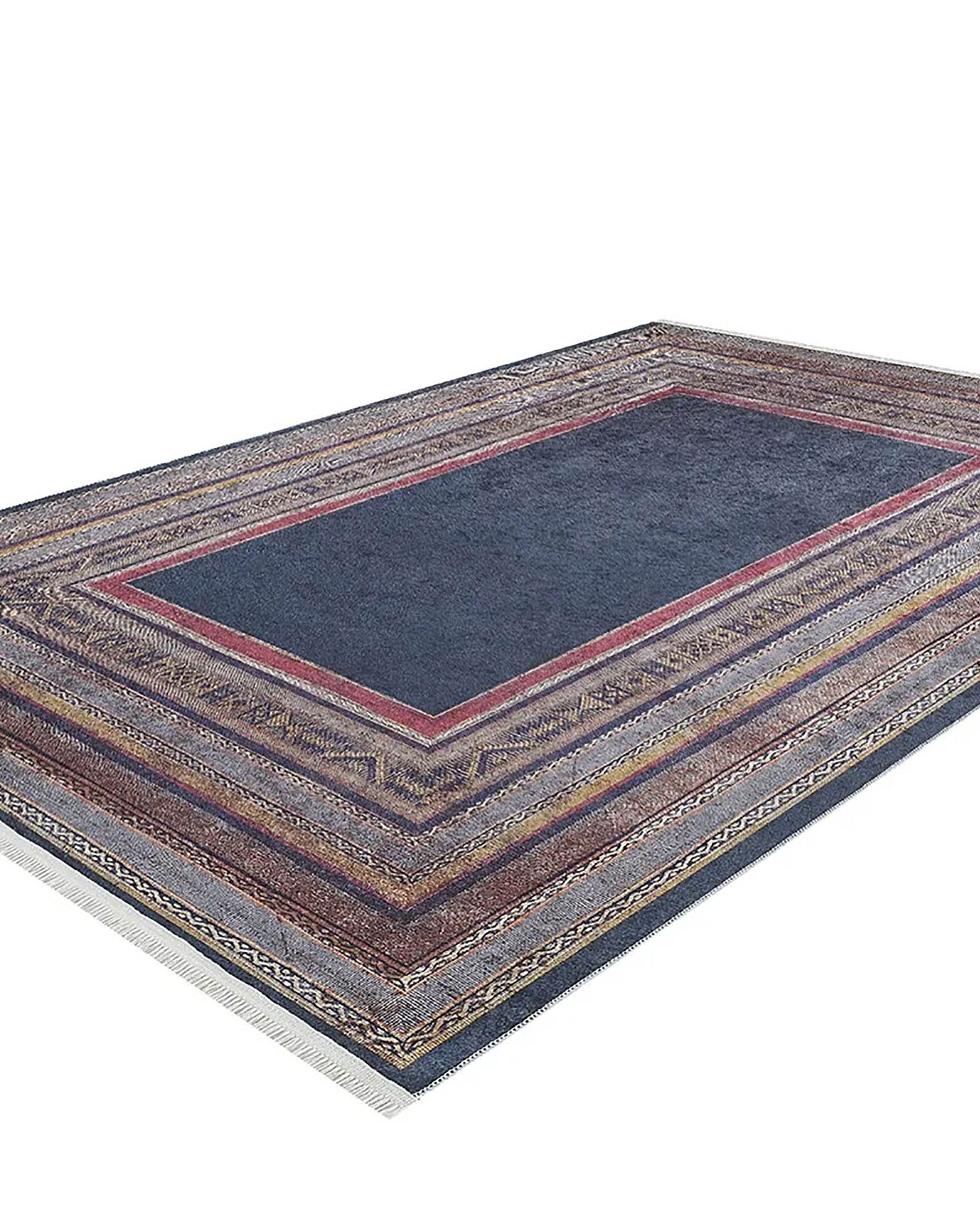 Luz Geometric Design Multi Color Luxury Bordered Rug