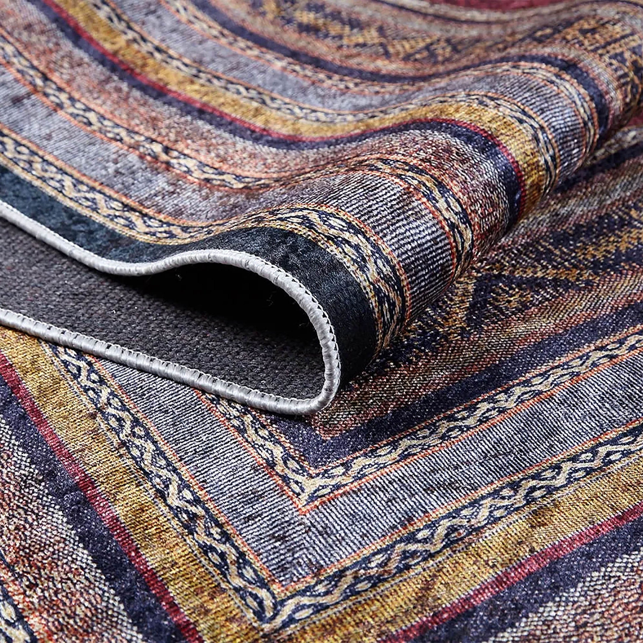 Luz Geometric Design Multi Color Luxury Bordered Rug