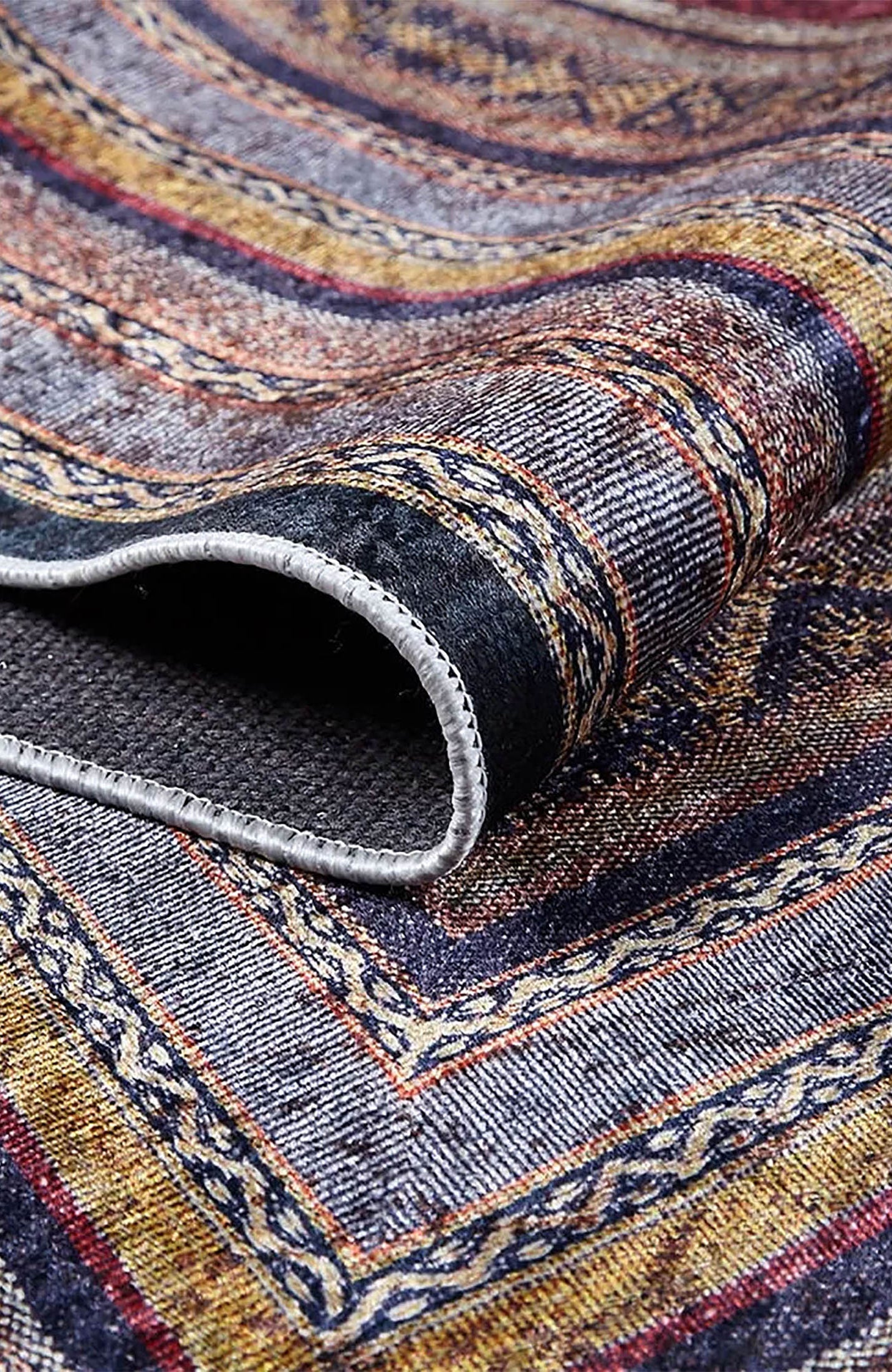 Luz Geometric Design Multi Color Luxury Bordered Rug