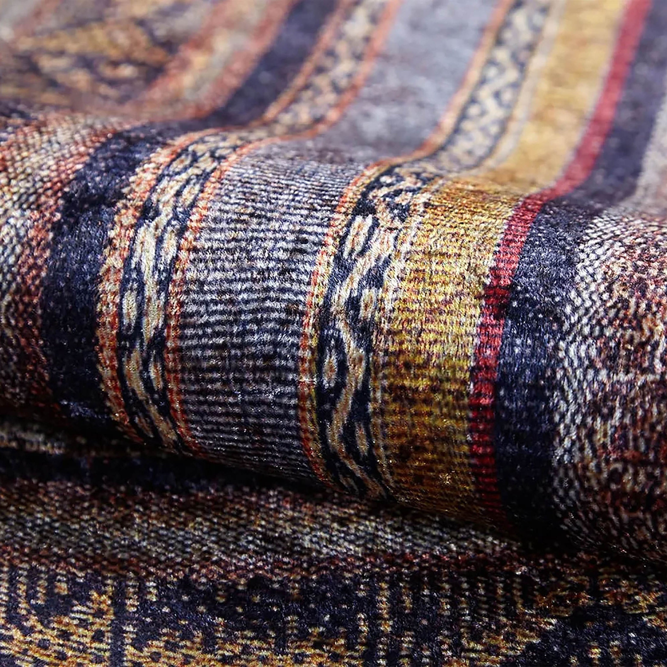 Luz Geometric Design Multi Color Luxury Bordered Rug