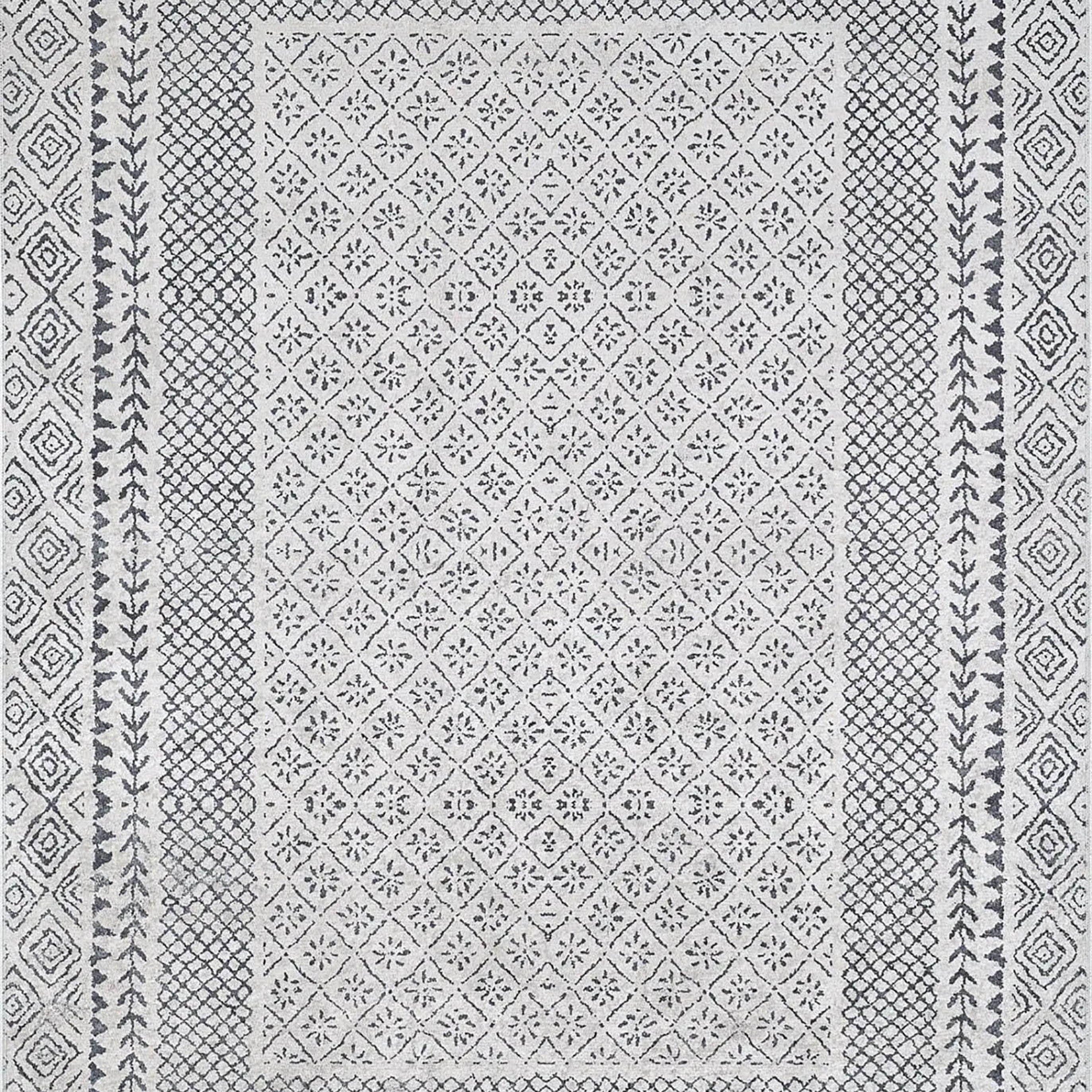 Robin Turkish Oushak Gray Geometric Rug
