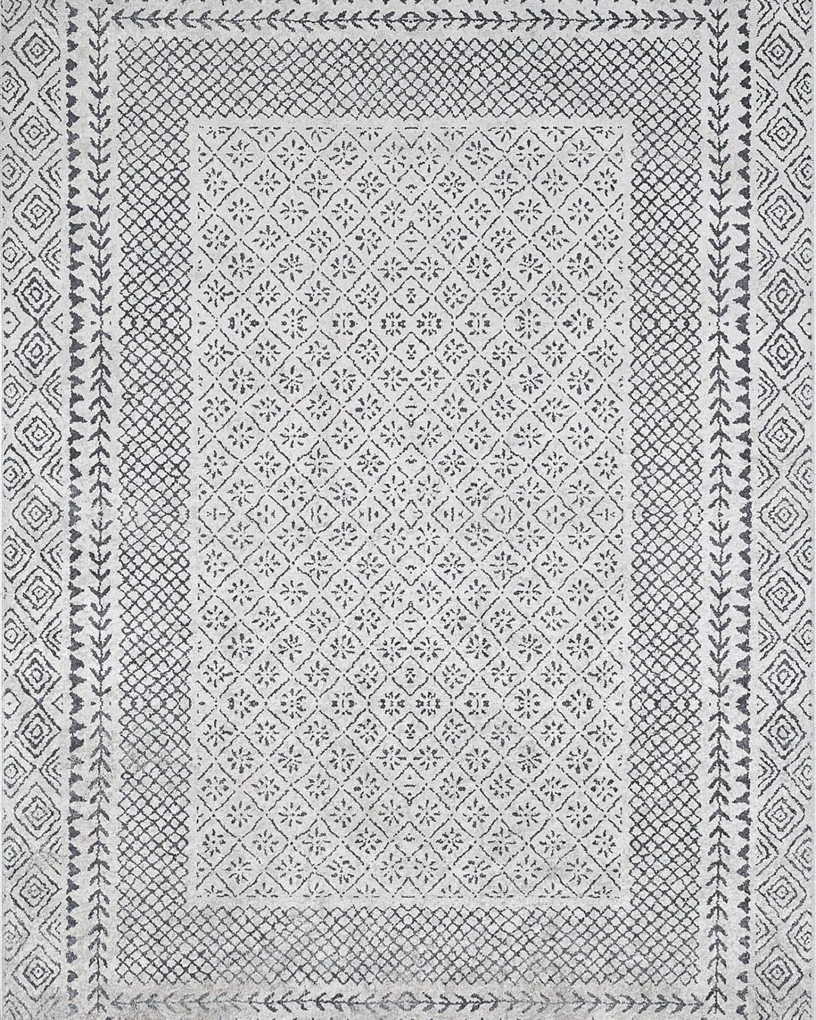 Robin Turkish Oushak Gray Geometric Rug